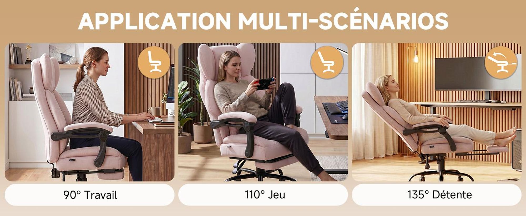 Chaise de gaming GTPLAYER, chaise de bureau ergonomique avec repose-pieds et support lombaire, fauteuil de bureau haut de gamme pour grandes personnes, chaise de bureau large et réglable en hauteur