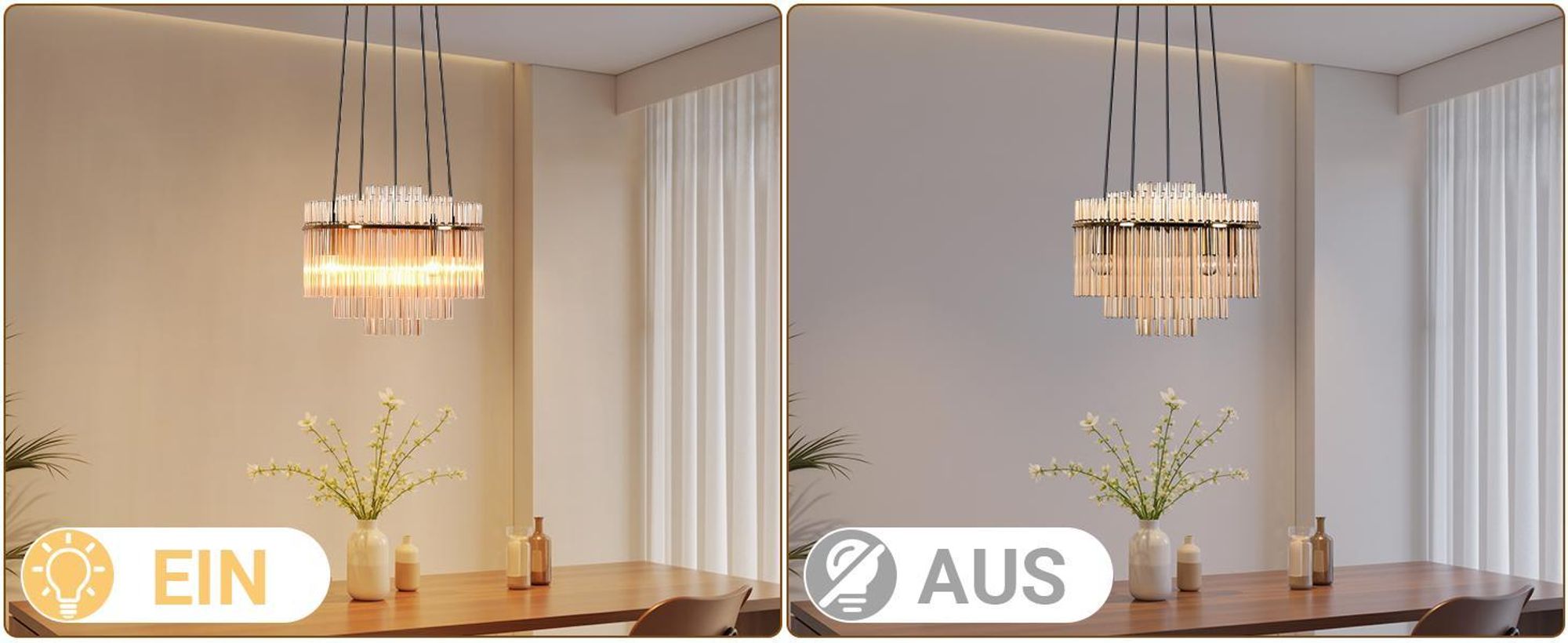 ZMH závěsná lampa jídelní stolní závěsná lampa 5 plamenů závěsná lampa E27 skleněné stínidlo Ø 40 cm jídelní lampa zlatá do jídelny kavárny baru kuchyně ložnice (bez žárovky)