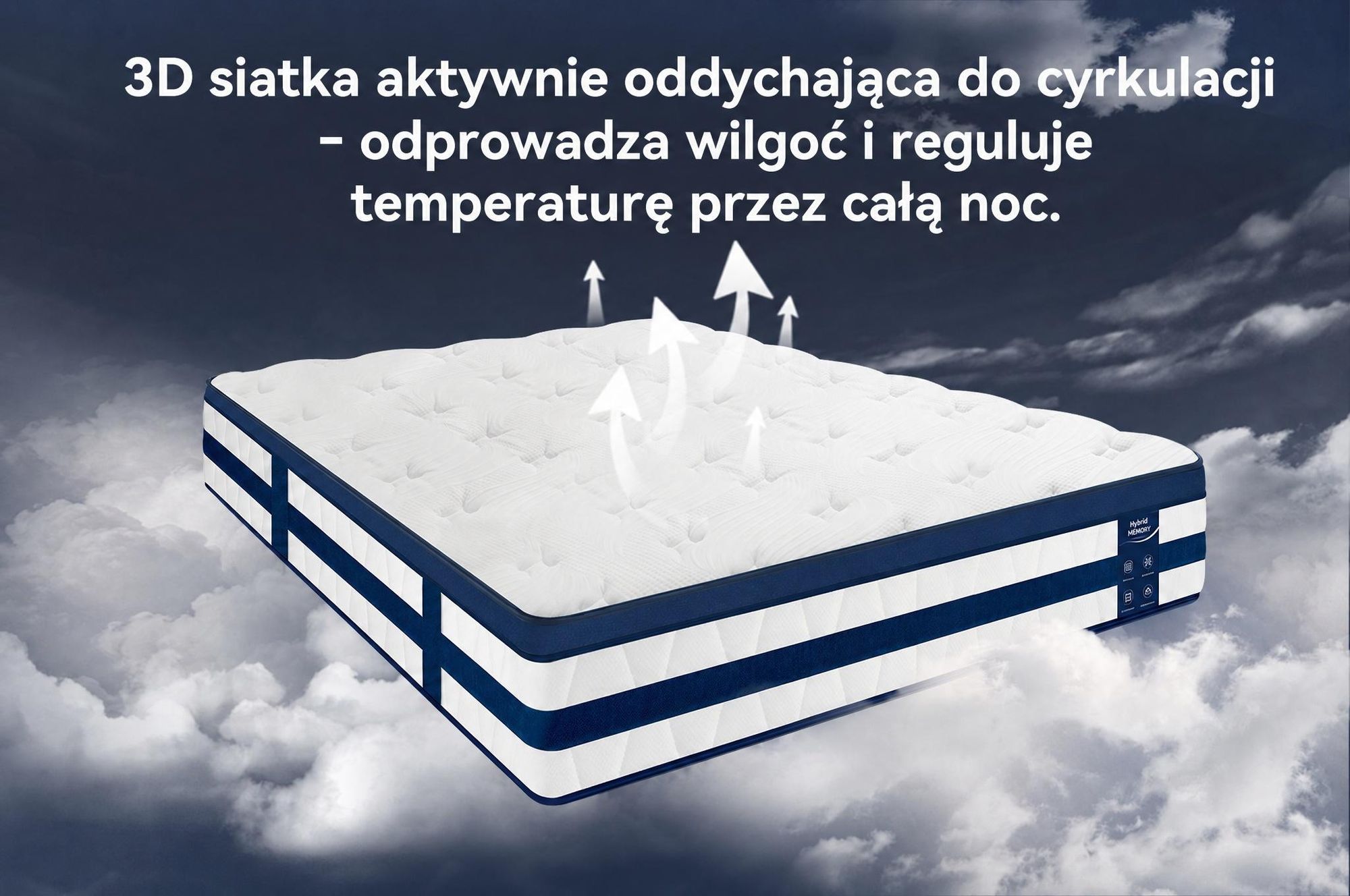 Materac 90x200 26 cm z zintegrowanym topperem, 7-strefowy materac kieszeniowy, twardość H3/H4