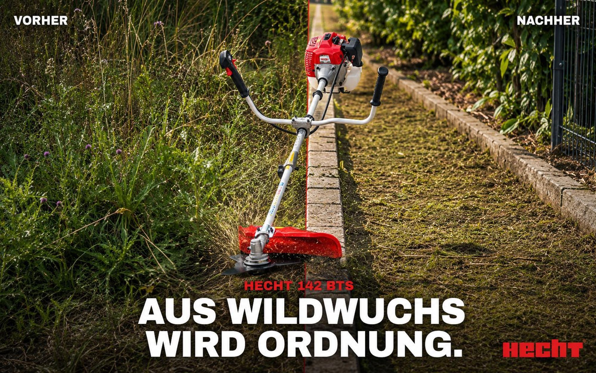 HECHT 142 BTS Freischneider Benzin | mit Tragegurt | 25,4 und 40 cm Schnittkreis | 2 PS | 43cm³