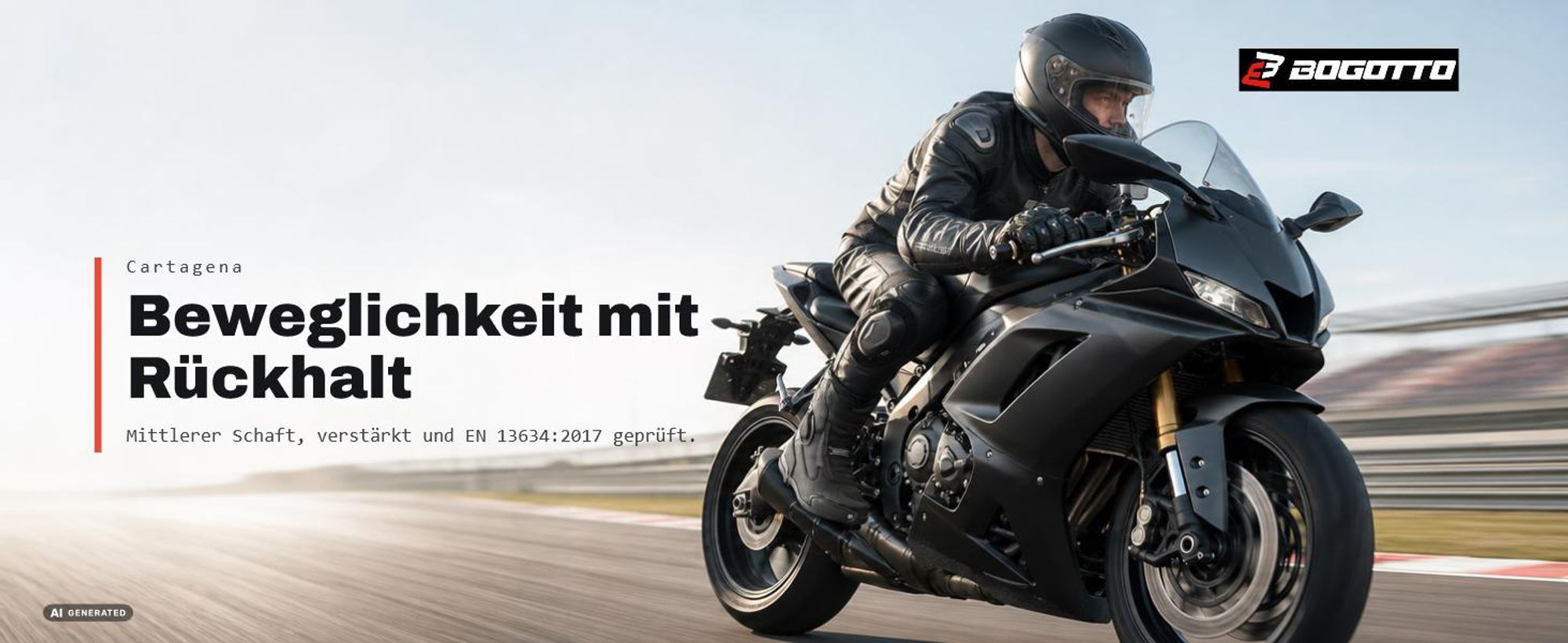 Bogotto Cartagena perforierte Motorrad Stiefel, schwarz, 42