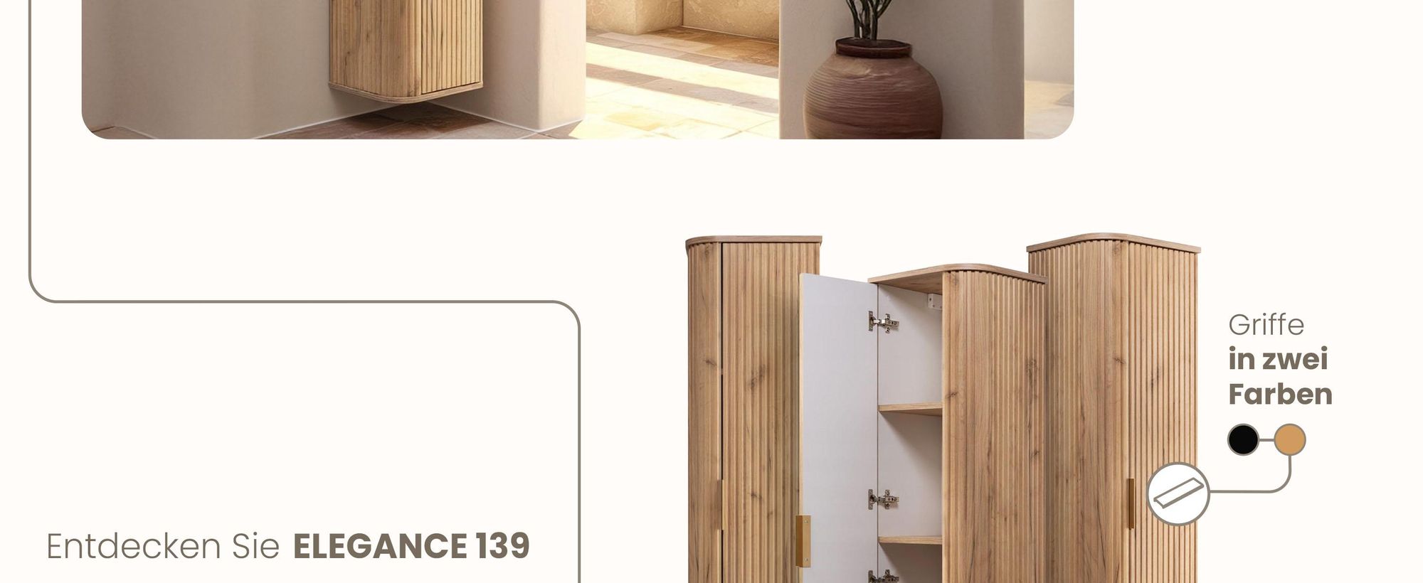 Hochschrank 139 cm - Braun, Craft Eiche - Badmöbel, Badezimmermöbel