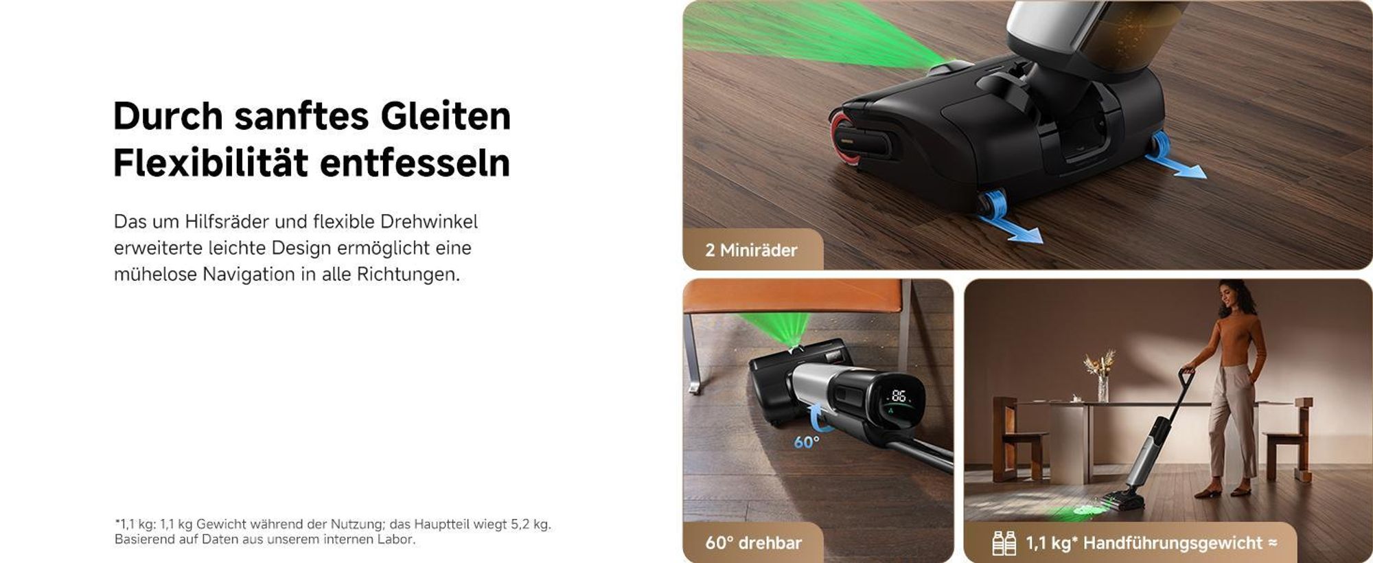 MOVAX4 Plus Nass-Trocken-Sauger, Auto-Reinigungslösung, Tangle-Free-Design, Selbstreinigung 100 °C, 20 kPa Saugkraft, Push-In-Basisstation, LED-Bürst