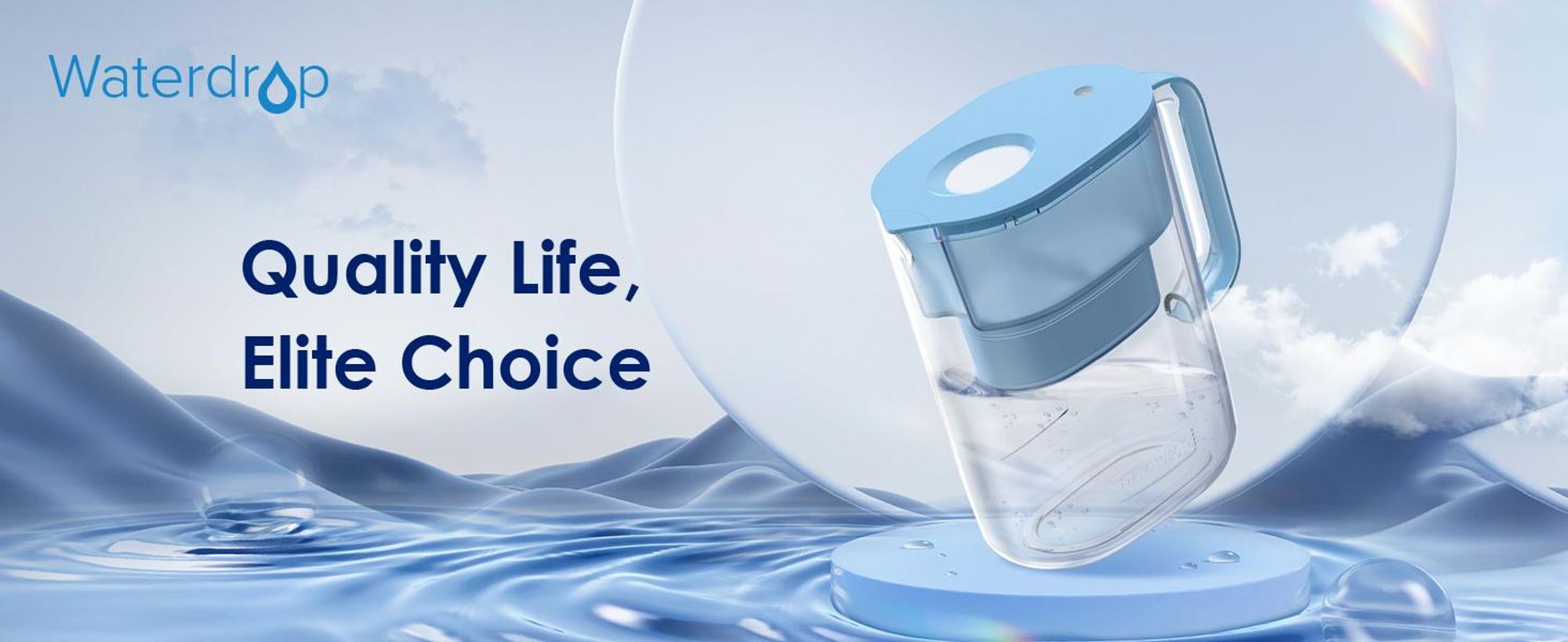 Waterdrop Lucid Wasserfilterkrug mit 4×90-Tage-Filter, 3,5 l, NSF-, BPA-frei, Blau (Ersatzfilter: WD-PF-01A Plus)