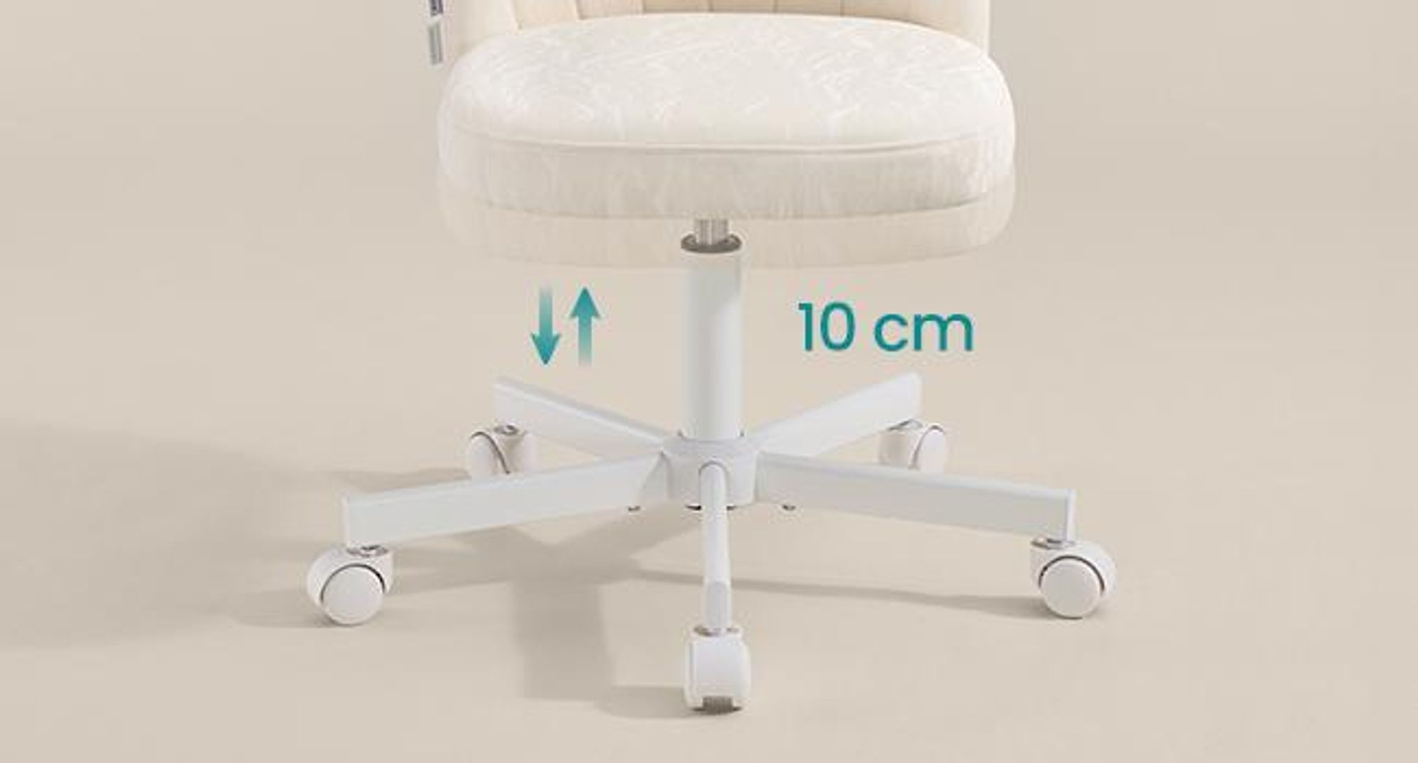 SONGMICS Schminkstuhl, Bürostuhl, Kunstleder-Oberfläche, höhenverstellbar, kompaktes Design, weiß