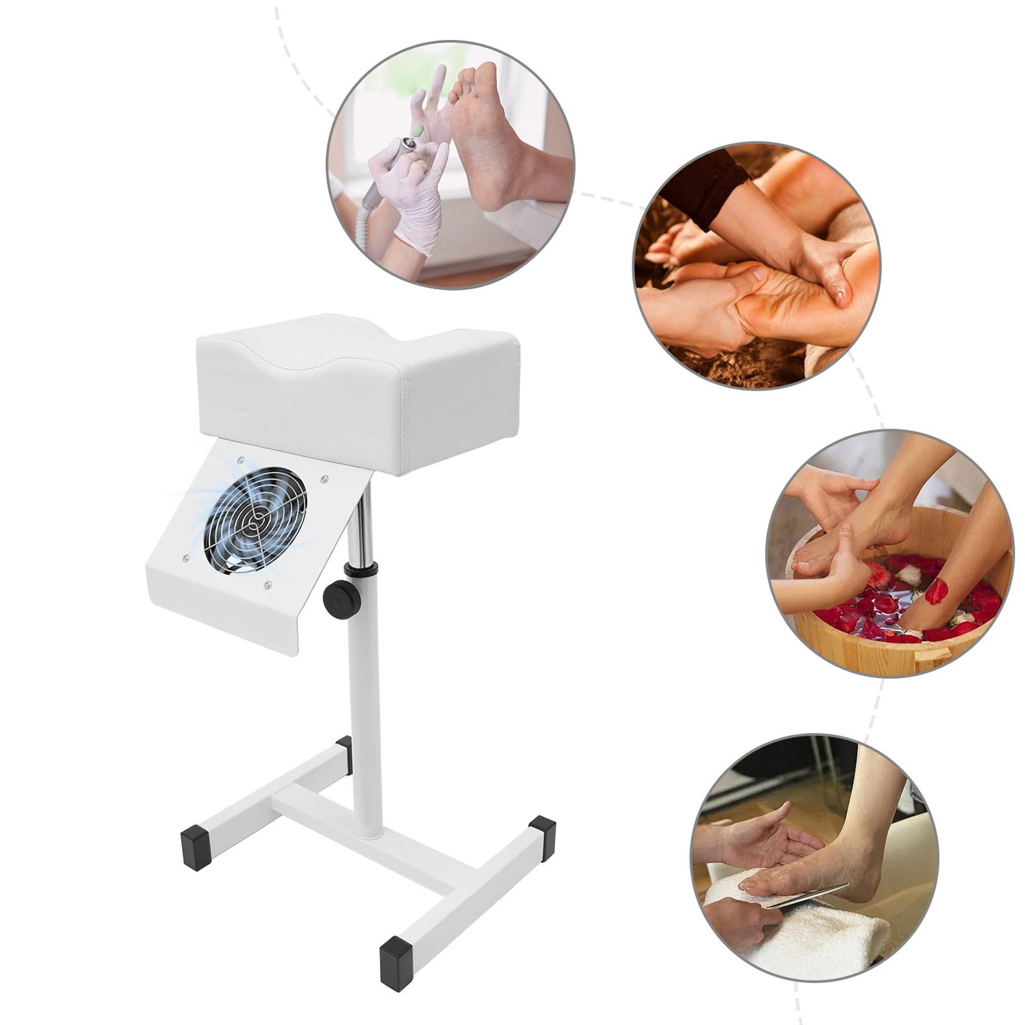Pediküre-Stuhl, Nagelstuhl, Verstellbarer Fußspa-Massagestuhl, Weiß