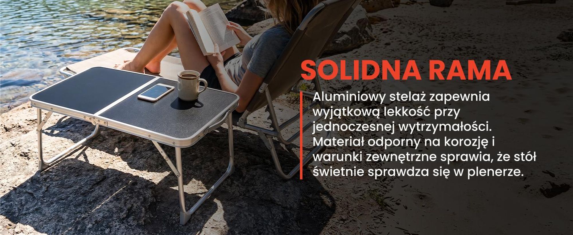 Mały składany stół campingowy 60 na 40cm w walizce czarny