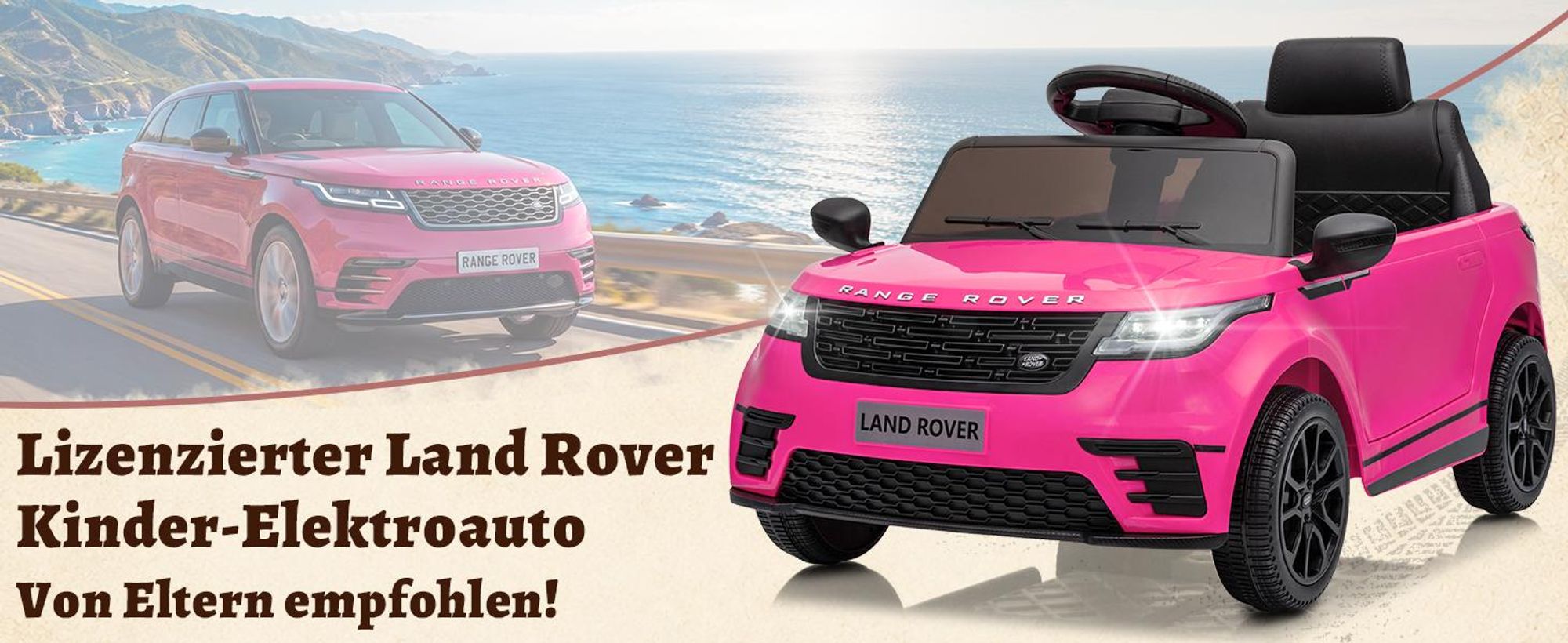 12V 4.5A.h LAND ROVER Velar Elektroauto Kinderauto,mit 2,4G Fernbedienung, LED Scheinwerfer, MP3, Hupe und Musik