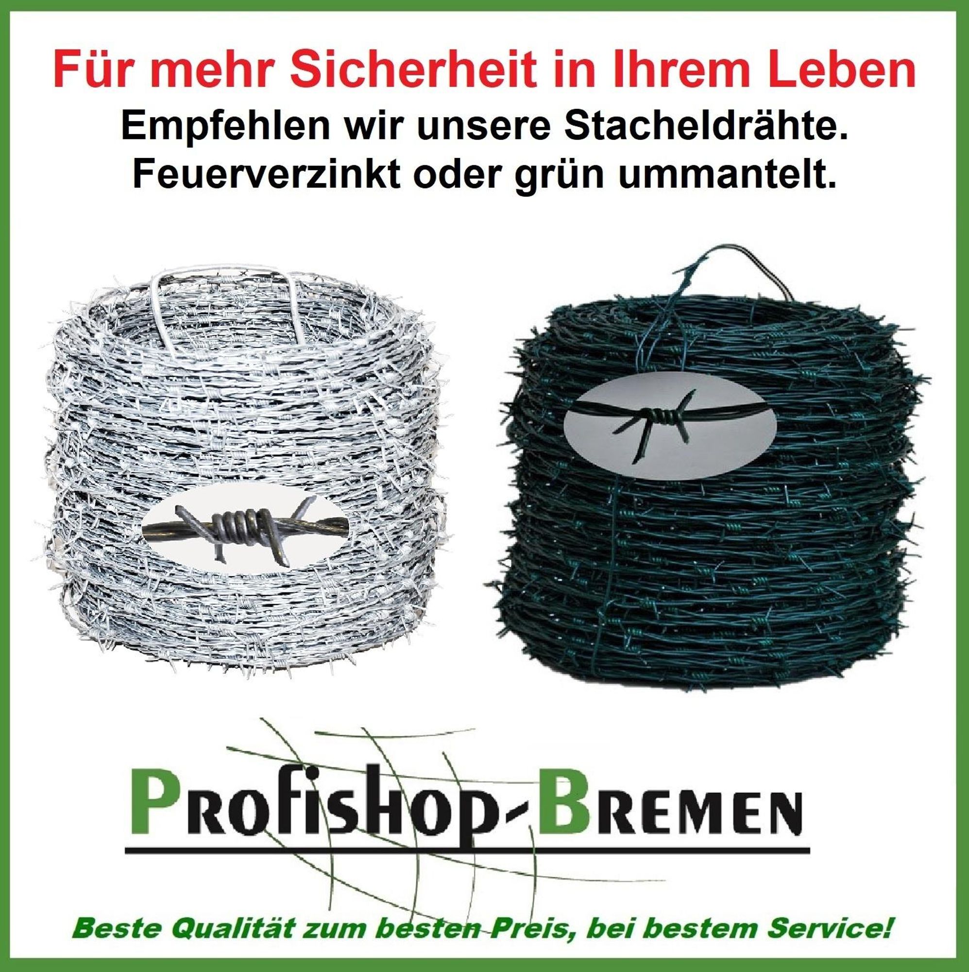 Stacheldraht feuerverzinkt Sperrdraht Natodraht Absperrdraht 2 drähtig 4 spitzig verzinkt (500 Meter) - Grundpreis pro Meter 0,12 EUR