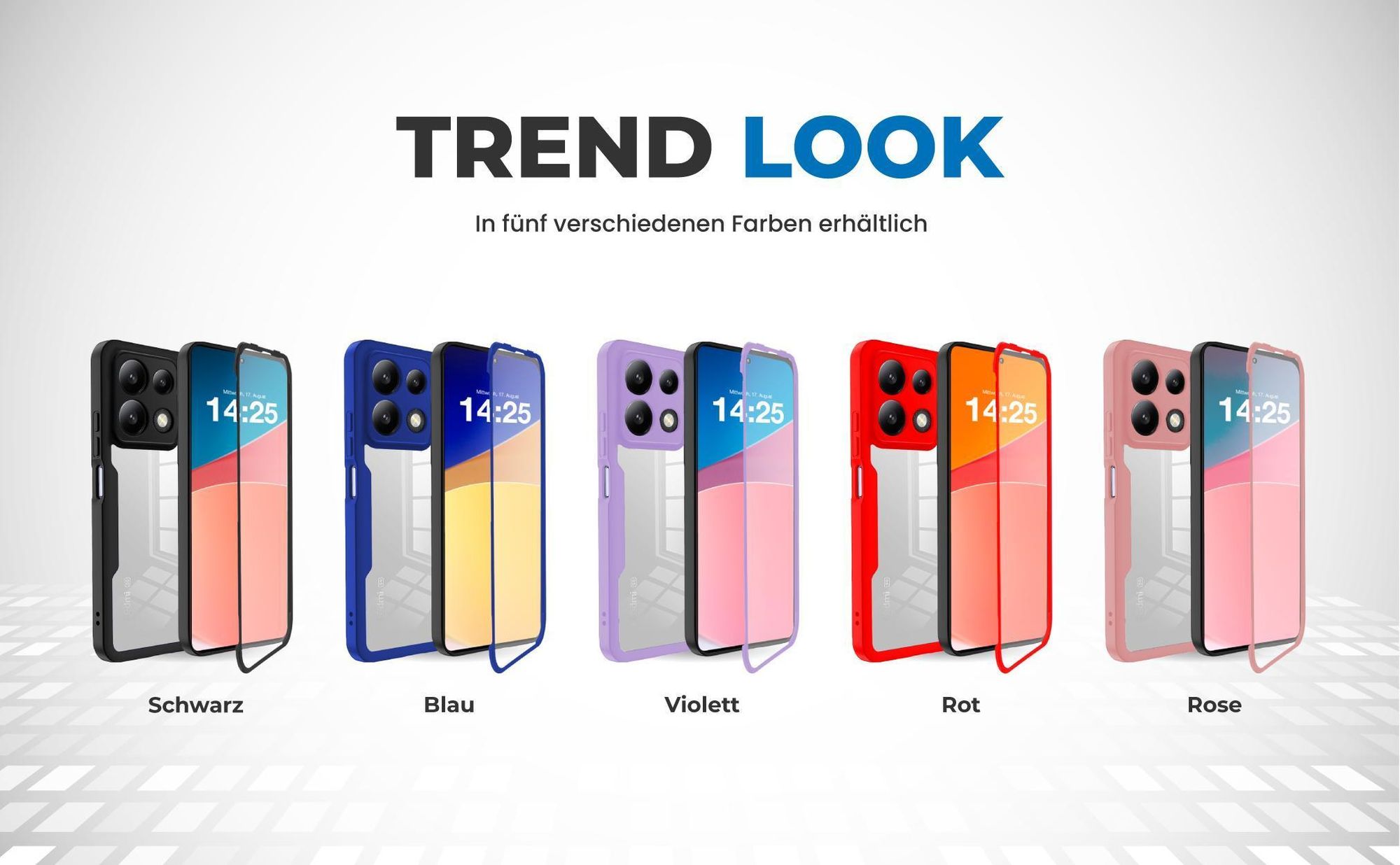 360 Grad Cover Front Back für Xiaomi Redmi Note 13 Pro 5G in verschiedenen Farben