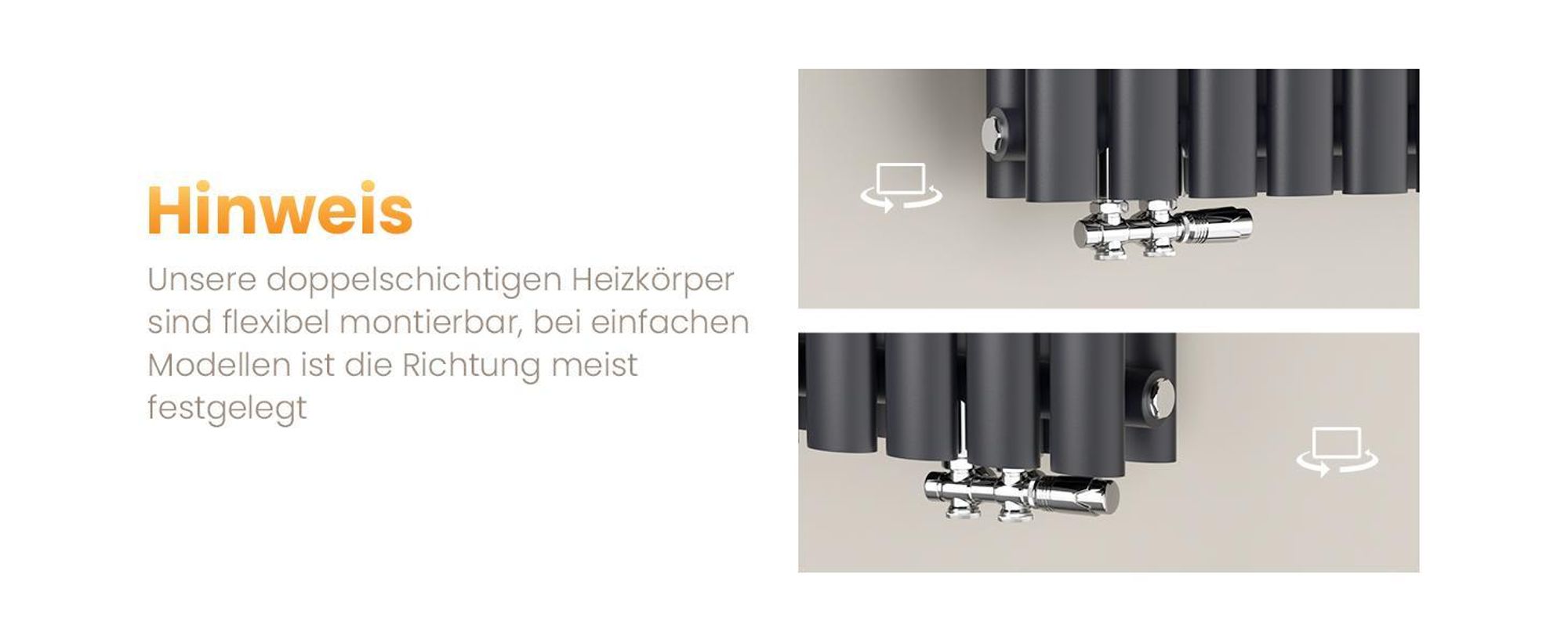 EMKE Design-Röhrenheizkörper für Warmwasserbetrieb Mittelanschluss Vertikal Oval Einlagig 177 Watt 24cm x 60cm Anthrazit ohne Heizstab