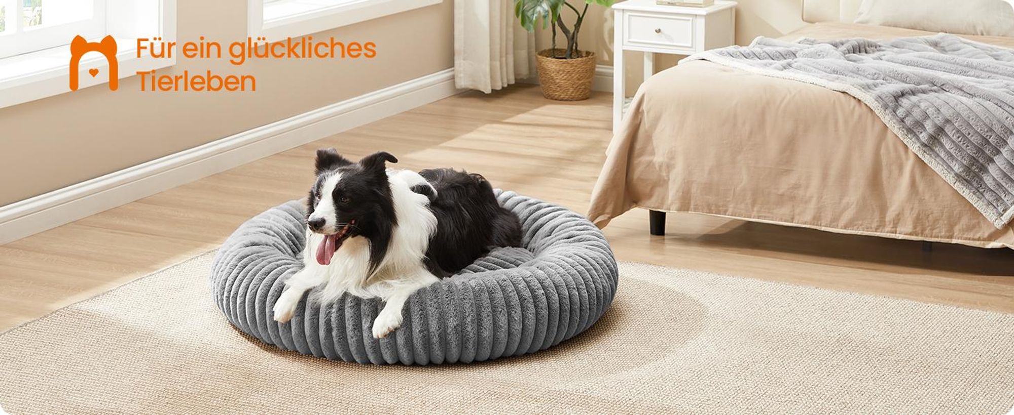 Feandrea Hundebett, extra großes Katzenbett, 100 cm Hundekörbchen, Hundekissen waschbar