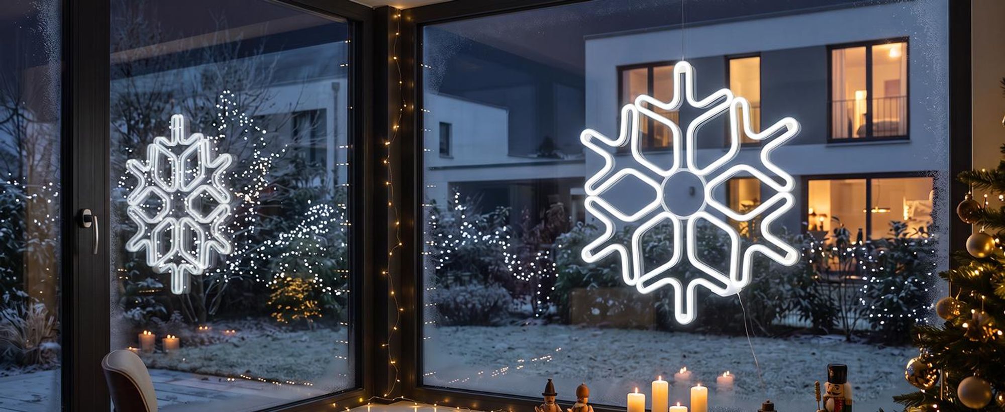 SALCAR 40cm Schneeflocken Deko Weihnachten, LED Schneeflocke Beleuchtet Fenster