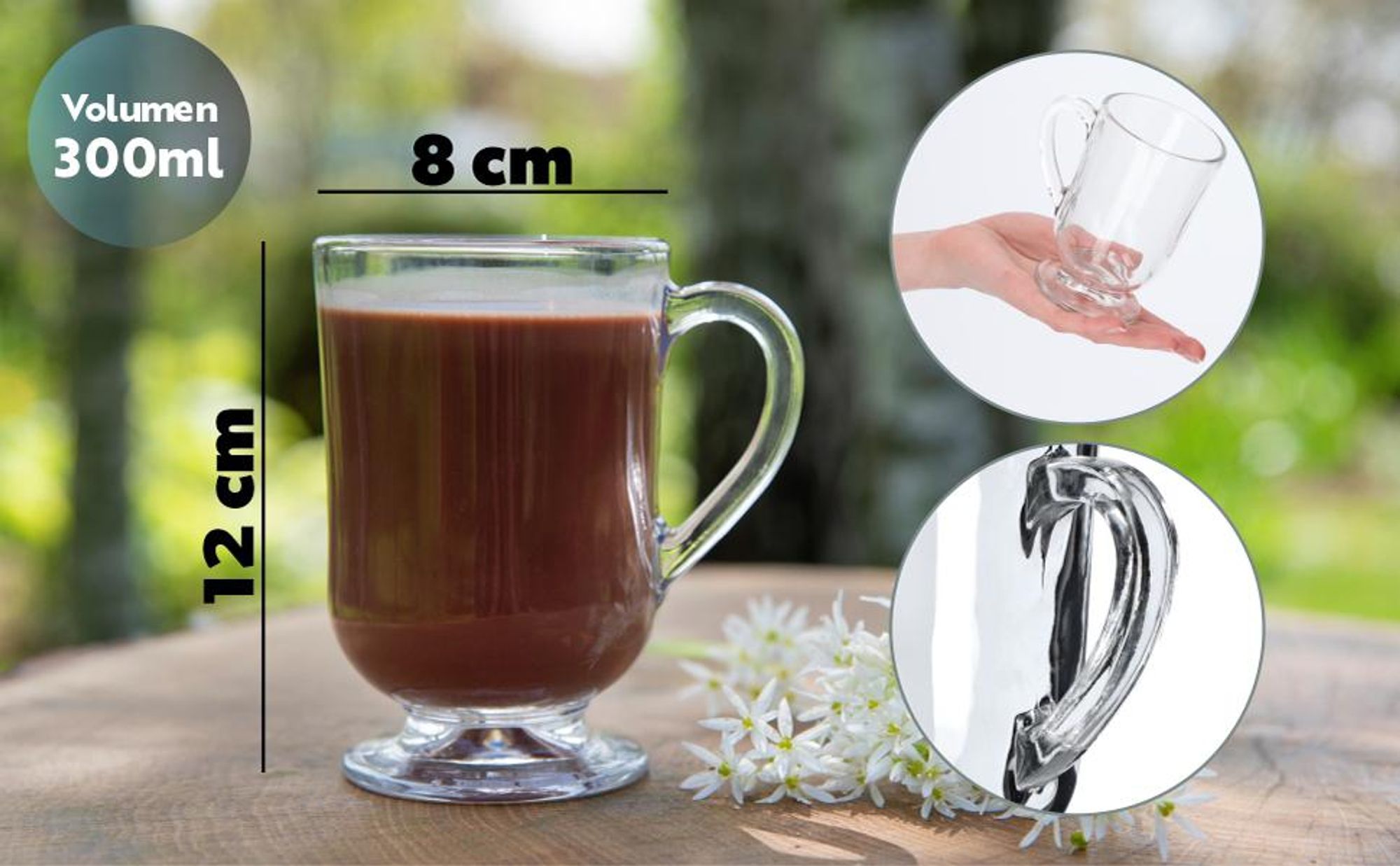 KADAX Kaffeegläser Set, 300ml, Teegläser aus Glas, Glühweingläser, Trinkgläser für Tee, Kaffee, Iris