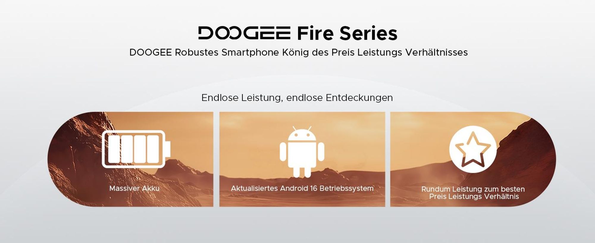 DOOGEE Fire 3 Outdoor Smartphone Handy, 4G, Android 16, IP68/IP69K, 5,5" HD+, 8350mAh, 12+64GB, 13MP, NFC, Gesichtserkennung, ohne Vertrag