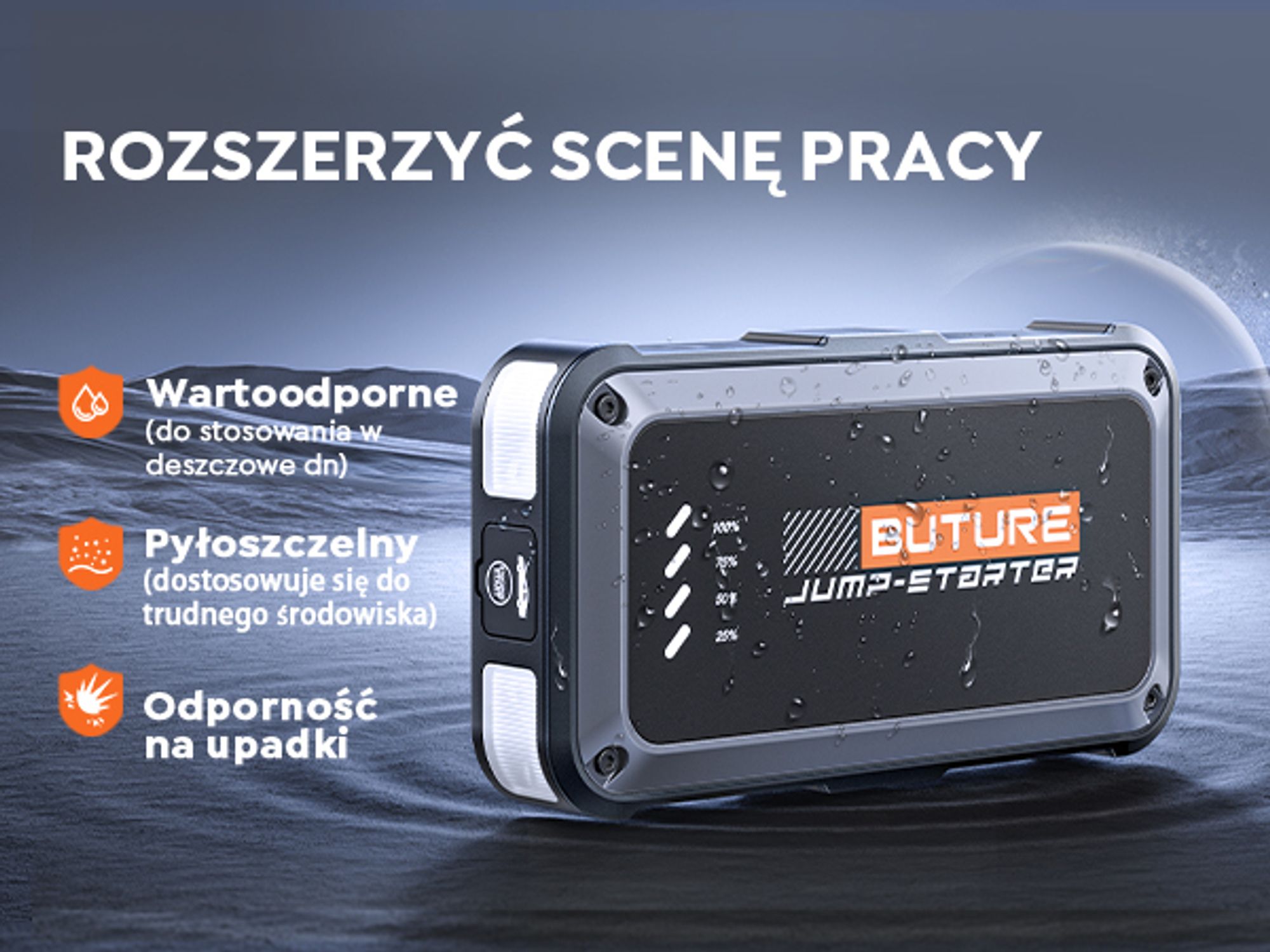 Buture Jump Starter Power Bank, 3000A szczytowy prąd, PD45W szybkie ładowanie, Starter Power Bank samochodowy Jump Starter, Beta08