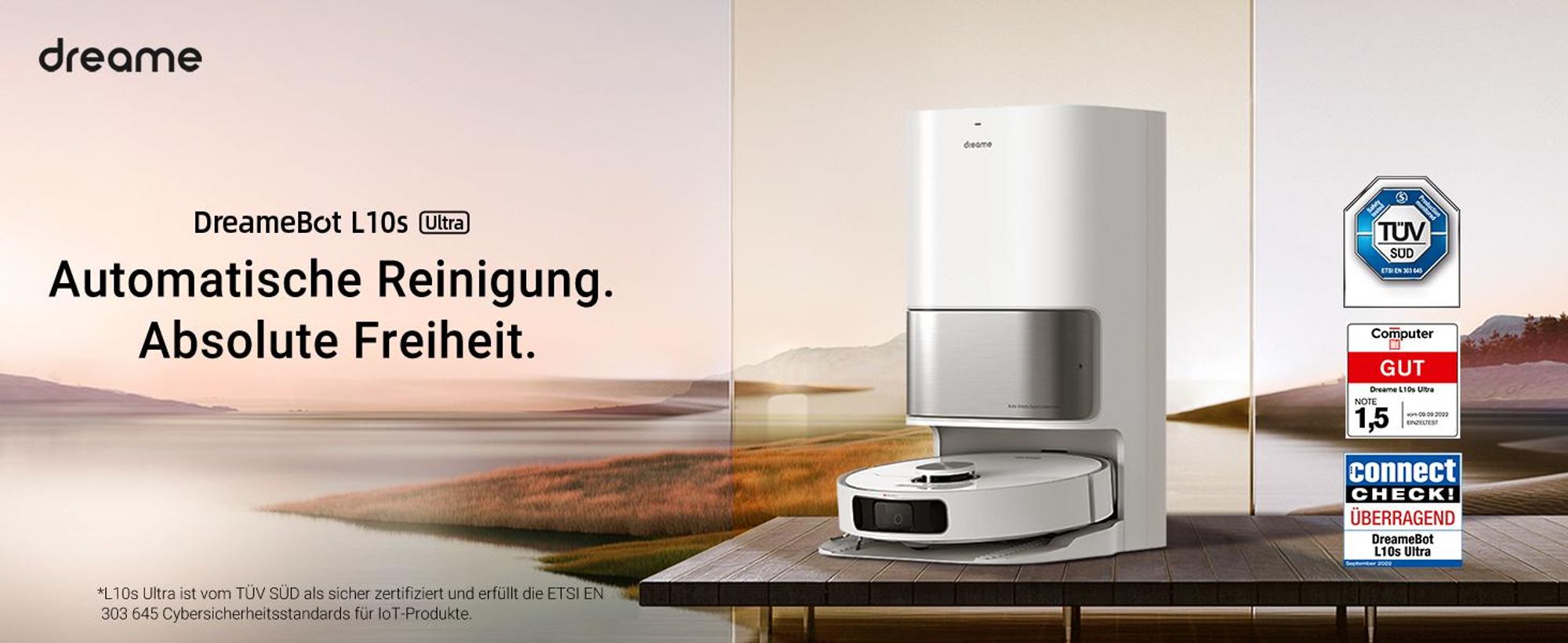 Dreame L10s Ultra Roboter Saugroboter mit Wischfunktion,5300Pa Saugkraft,LiDAR,KI-Navigation,Selb-stauffüllend/Stentleerend,Selbsttrocknung mit Dock