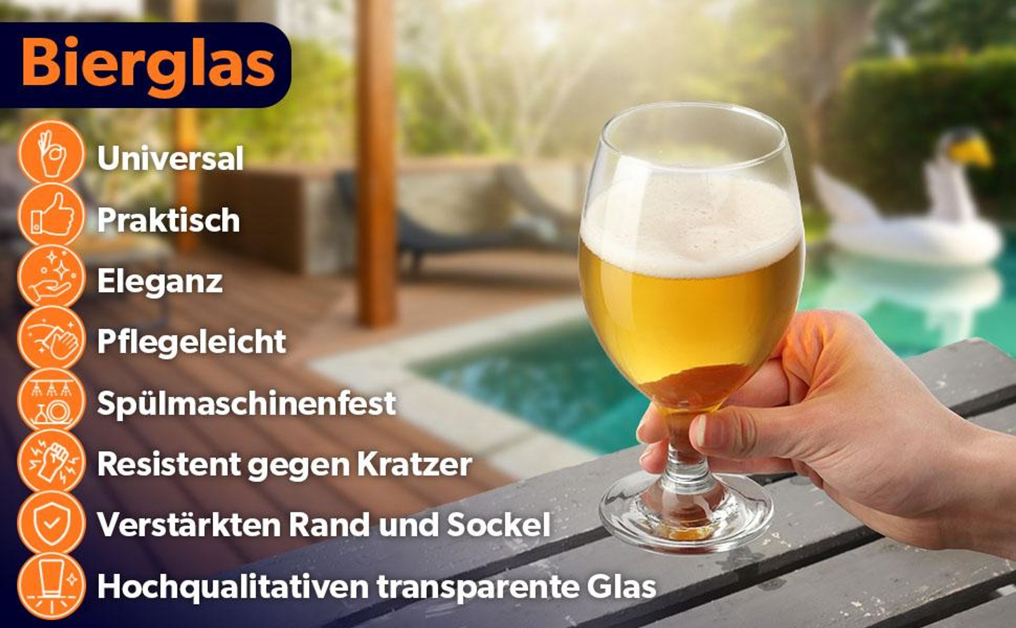 KADAX Biergläser Set "Forio", Bierseidel aus Glas, Bierglas, Transparent, 400 ml, 6 Stück