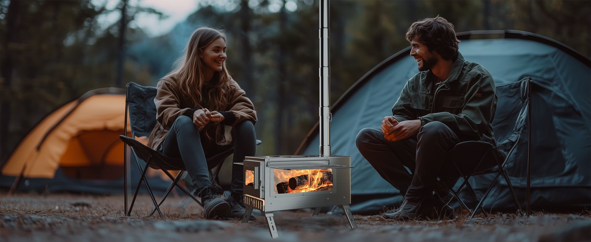 unho Edelstahl Outdoor-Holzofen, Camping-Holzofen, tragbarer Zeltofen, Zeltheizofen, faltbar, Kocher Notofen Herd Heizung Outdoor