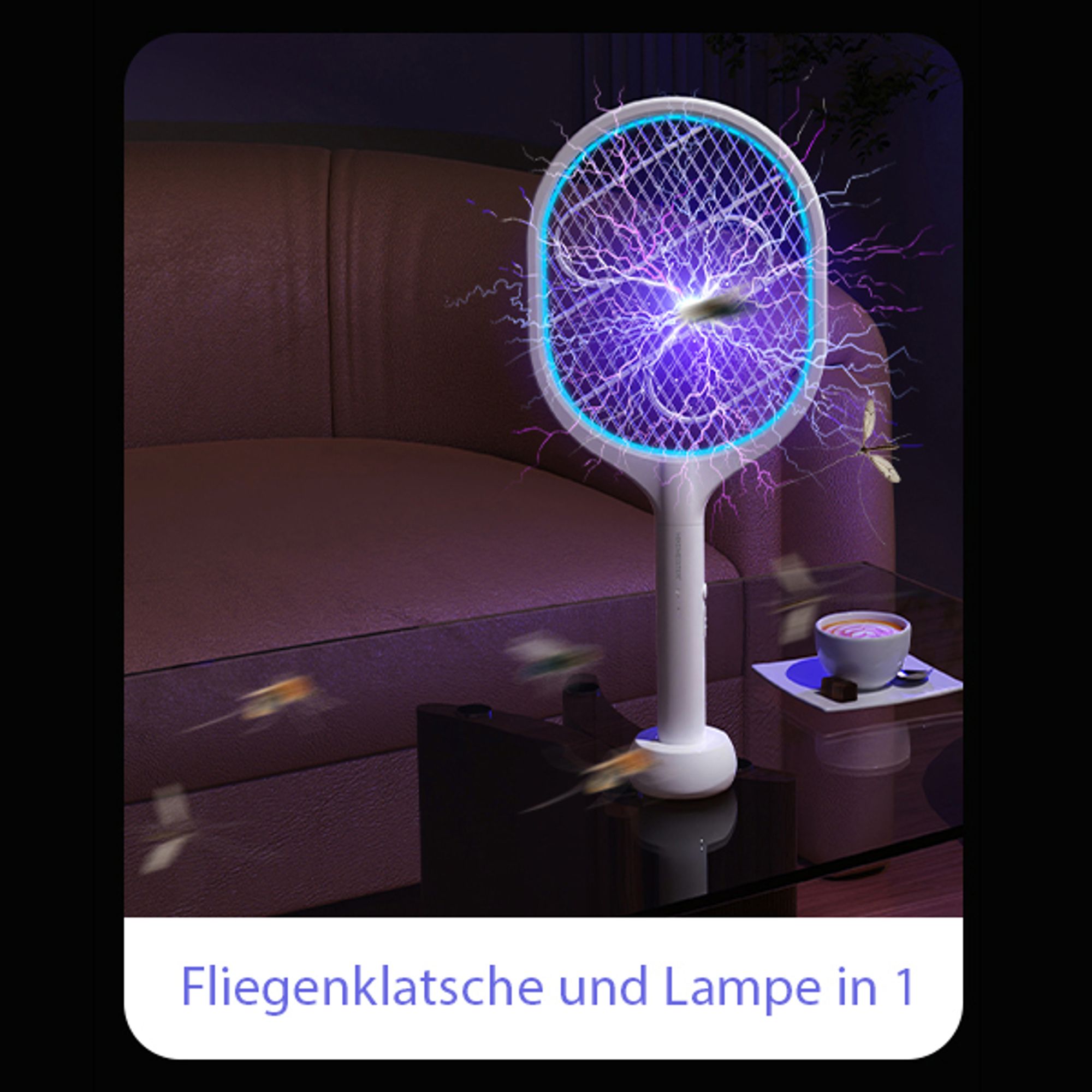 Meisterhome® Elektrisches UV-Insektenvernichter Racket - Fliegenlampe Insektenlampe MückenlampeMücken - Mückenlampe Racket-UVLampe Mückenfänger 2900V