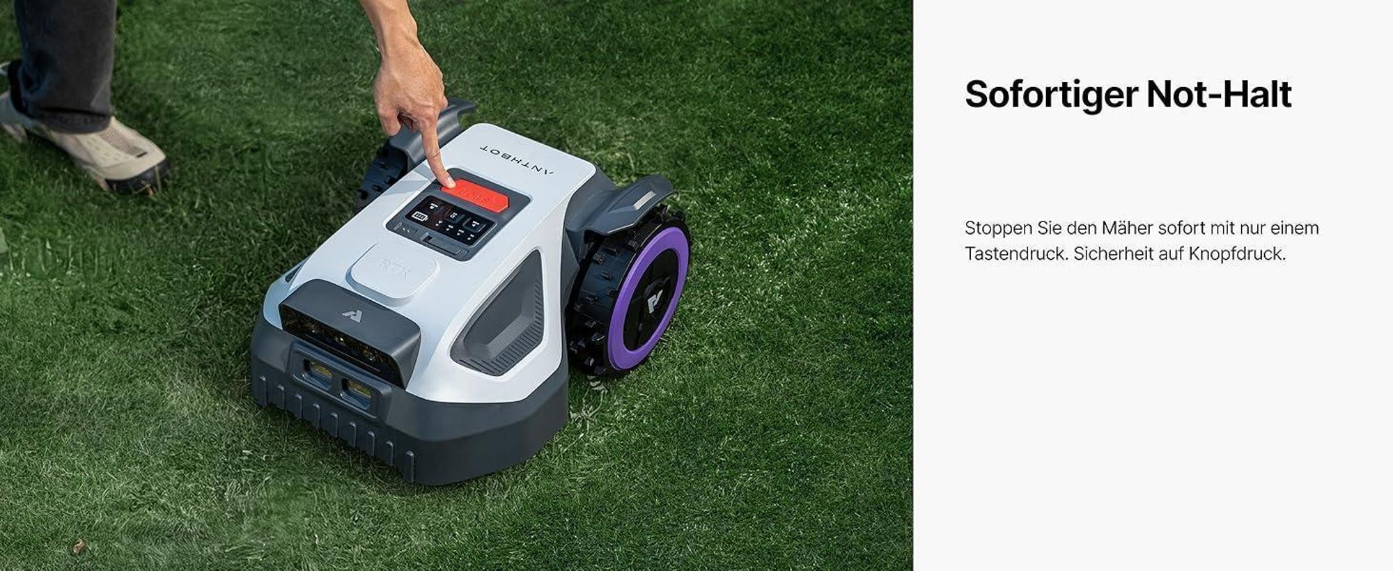 ANTHBOT M9 Mähroboter ohne Draht inkl. Premium-Garage, RTK-Navigation, KI-Kamera, bis 900 m², 45% Steigung, 3 Monate NRTK-Service gratis