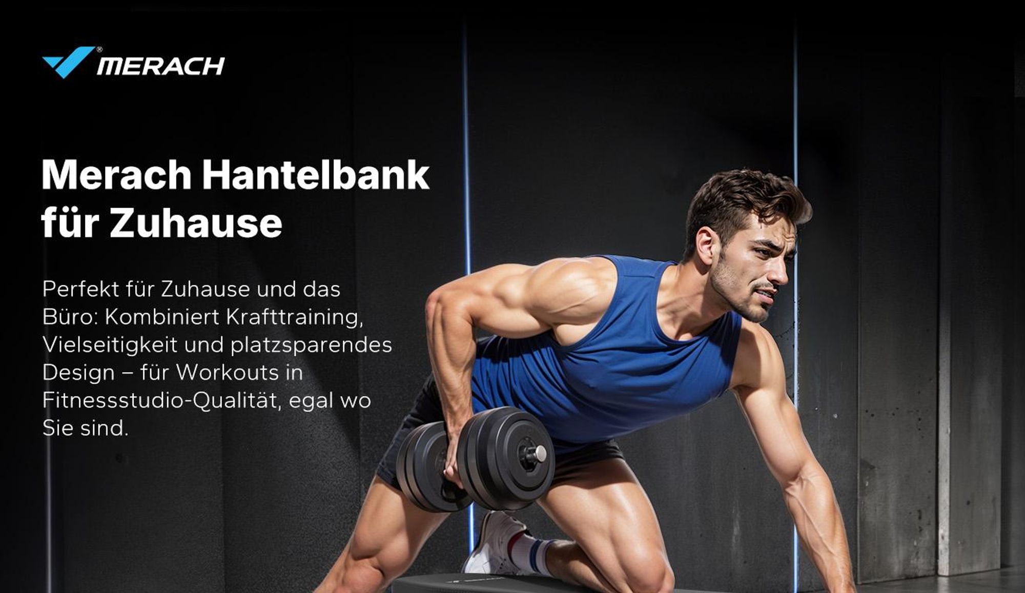 Hantelbank klappbar, 450 kg belastbar, 6-fach verstellbare Rückenlehne, verstellbare Flach- und Schrägbank fürs Home Gym Merach, rutschfest