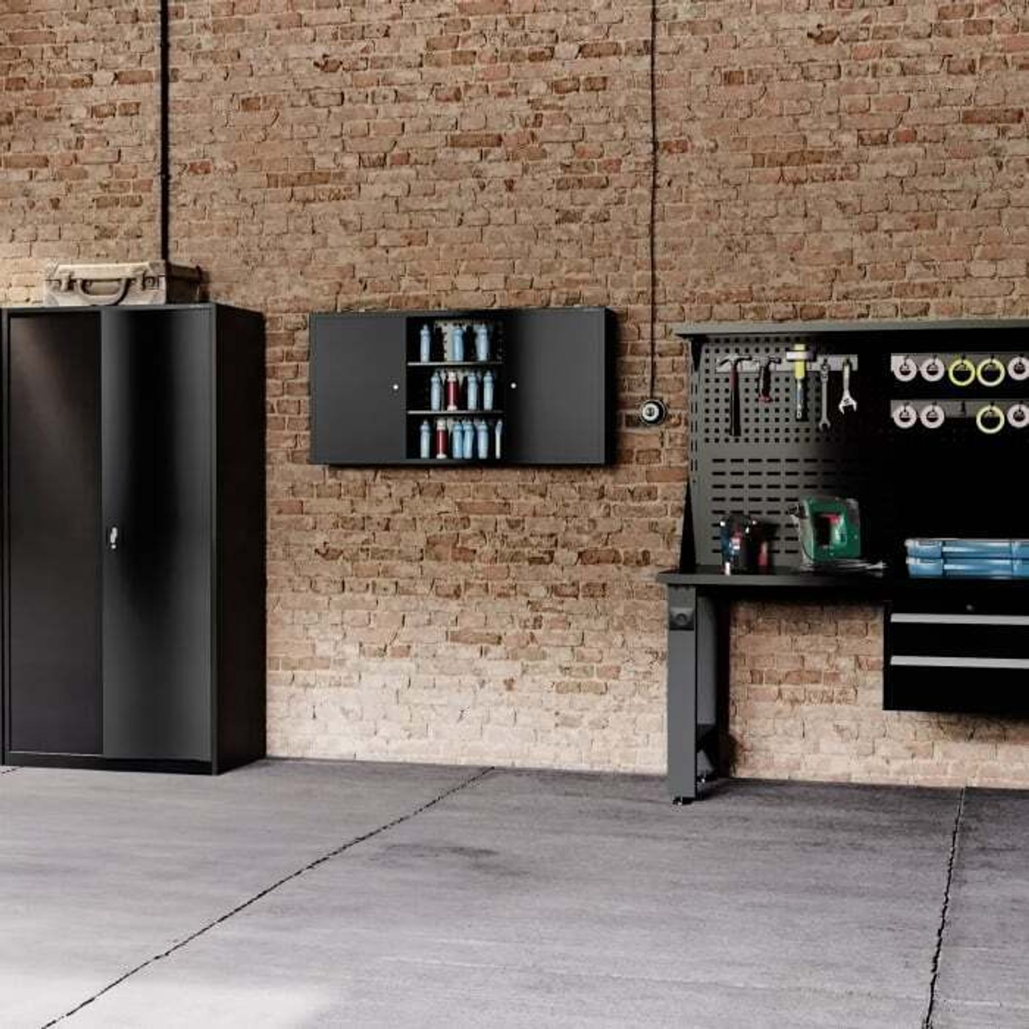 Jan Nowak Werkzeugschrank TC02AM Werkstattschrank mit Schubladen Flügeltüren Metallschrank 3 Fachböden Pulverbeschichtung 185 cm x 92 cm x 50 cm, Farbe: Schwarz