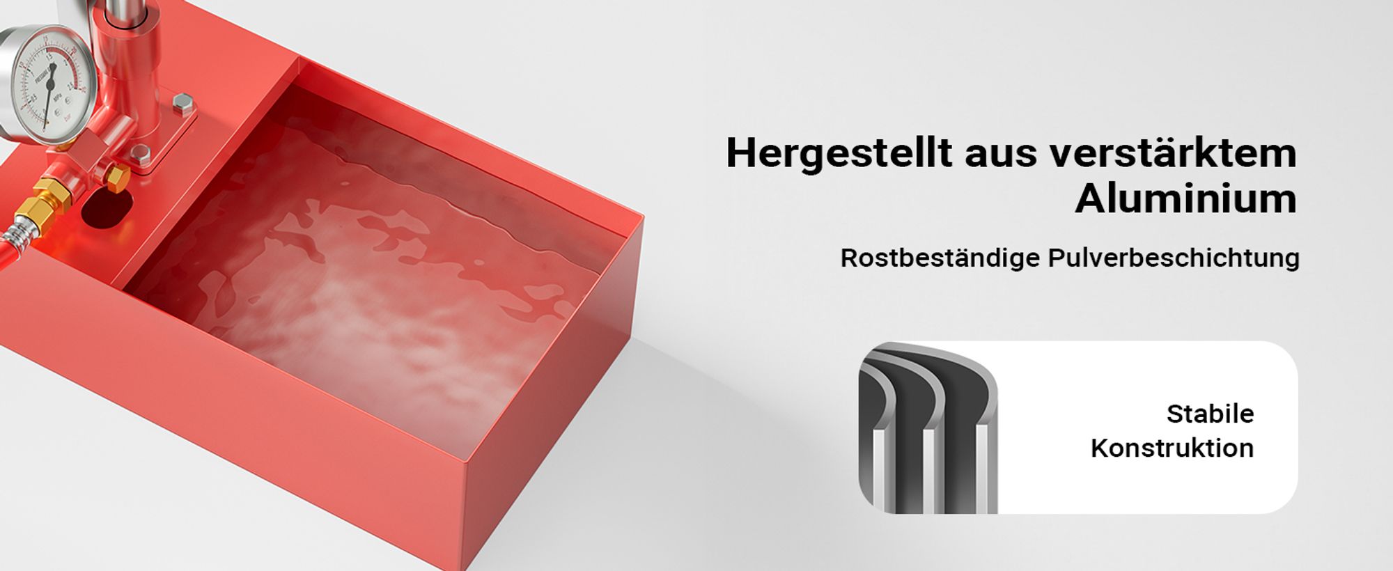 Wiltec Befüllpumpe und Prüfpumpe mit 5 l Füllmenge, Abdrückpumpe für Heizung und Solar, Druckprüfpumpe mit 25 bar Prüfdruck