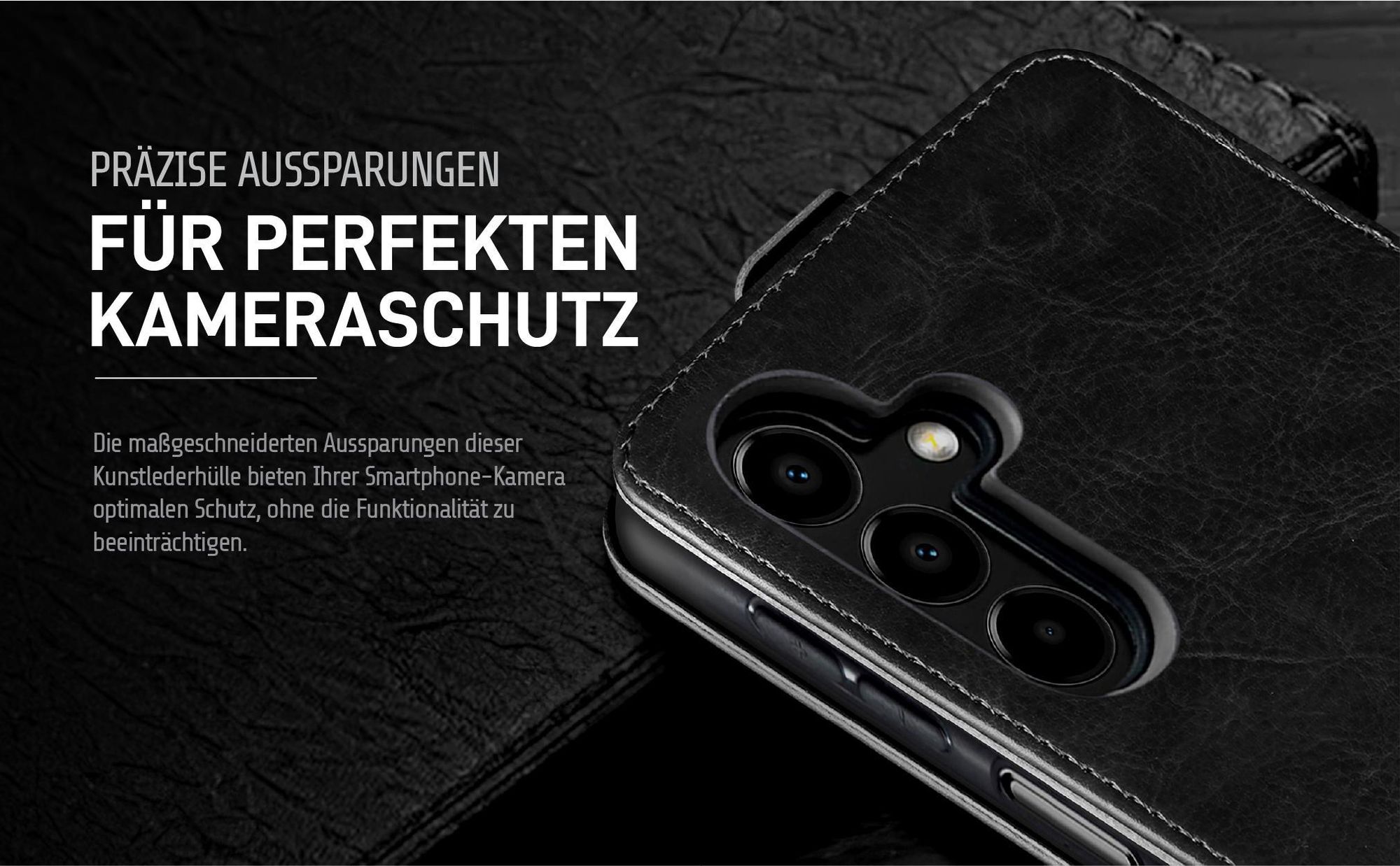 Klapphülle in Schwarz mit Kameraausschnitt für Samsung Galaxy A16 / A16 5G