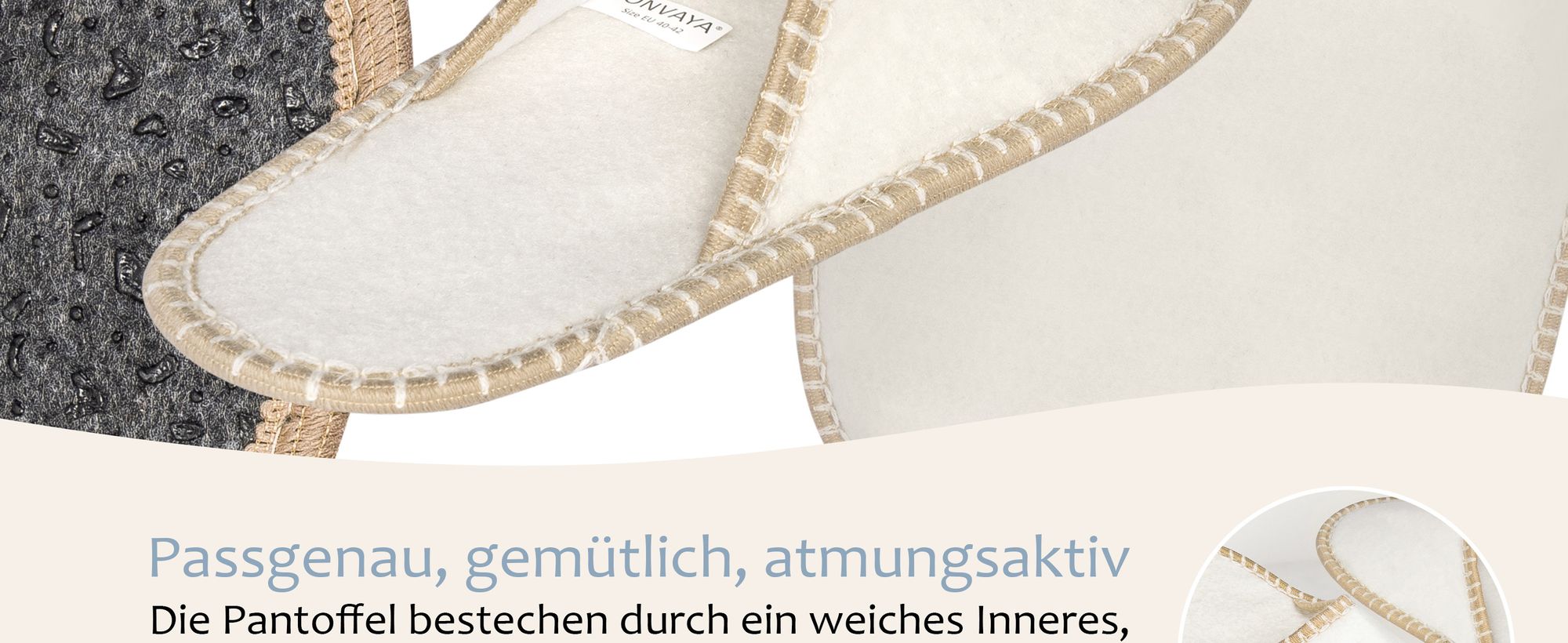 ONVAYA® ABS Gästepantoffel | Beige | 6er Set | Antirutsch Sohle | Hausschuhe | Filzpantoffel | Gr. 36-45 Gästehausschuhe