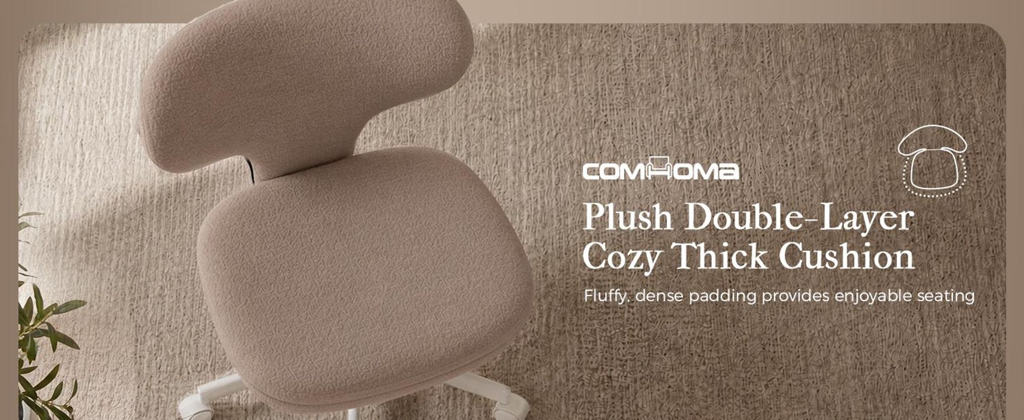Chaise de maquillage COMHOMA avec roulettes, chaise de maquillage avec dossier enveloppant, fauteuil pivotant à hauteur réglable, jolie chaise de bureau pour chambre, pour la maison