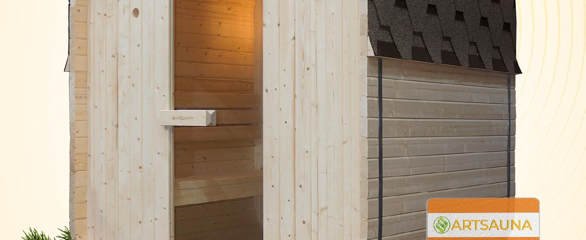 Artsauna Cube Fasssauna Fjora L für 6 Personen, mit 9kW Ofen, Glasfront & Zubehör