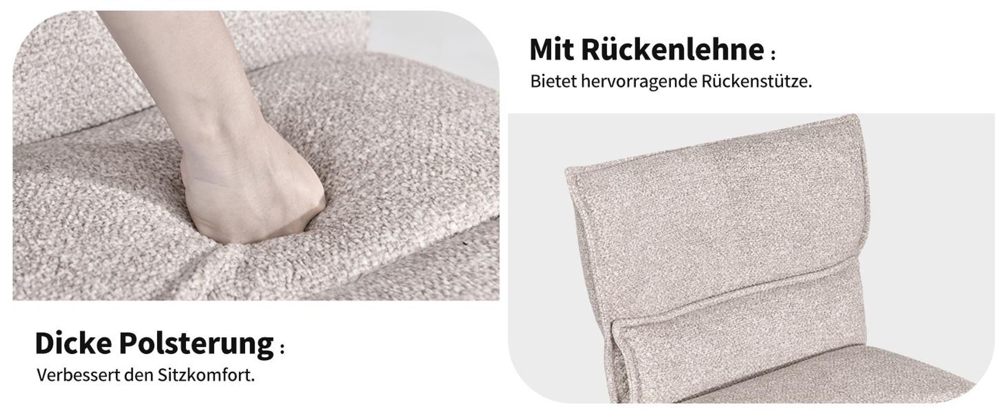 Duhome Barstuhl 2er Set Höhenverstellbar Barhocker Drehbar aus Bouclé Küchenhocker mit Fußstütze Polsterhocker für Bistro Bar Küche, Beige