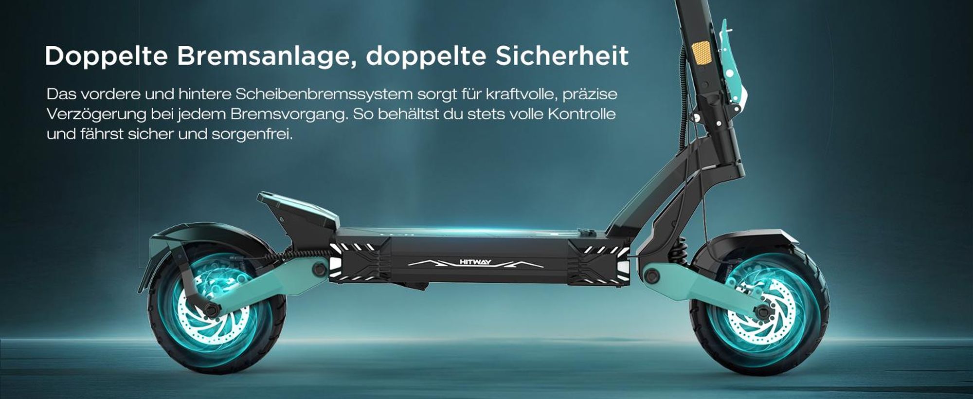HITWAY H11 E-Scooter mit ABE, Elektroscooter mit 250W*2 Motor Spitze 1800*2, bis zu 100 km, 52V 23,4Ah, App & NFC, 10 " Offroad Luftreifen, IPX6