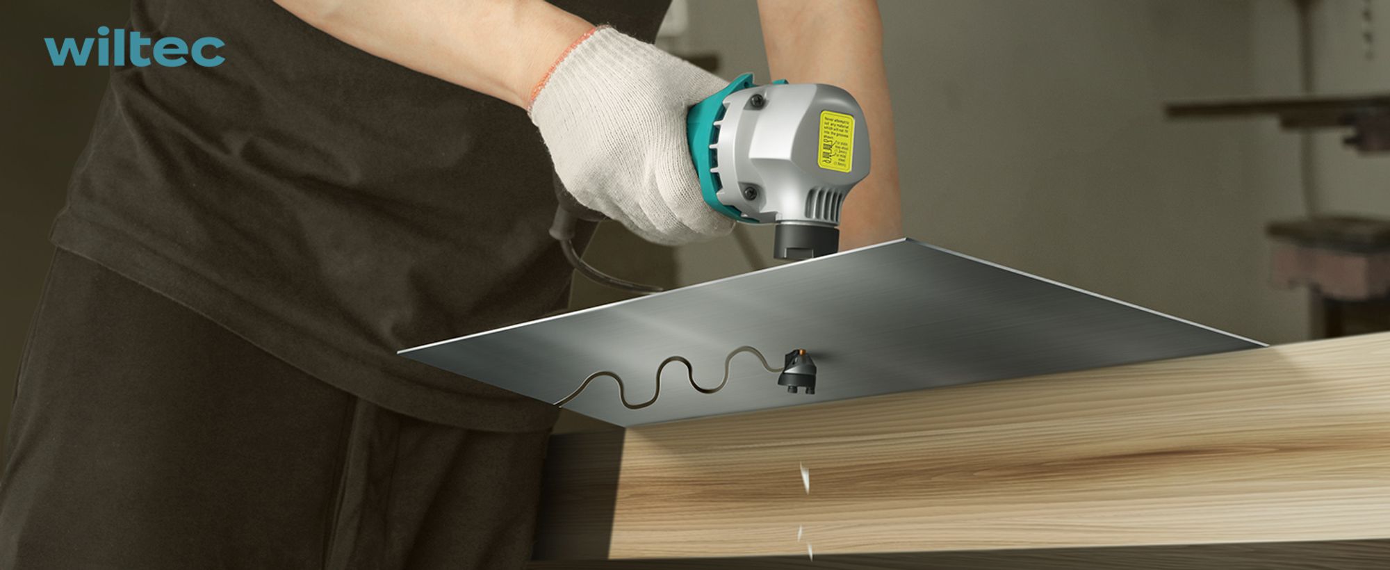 Wiltec Blechknabber 500 W mit Schnitttiefe bis 2,5 mm, Blechnibbler mit um 360° drehbarem Knabberkopf, Nibbler Blechschere