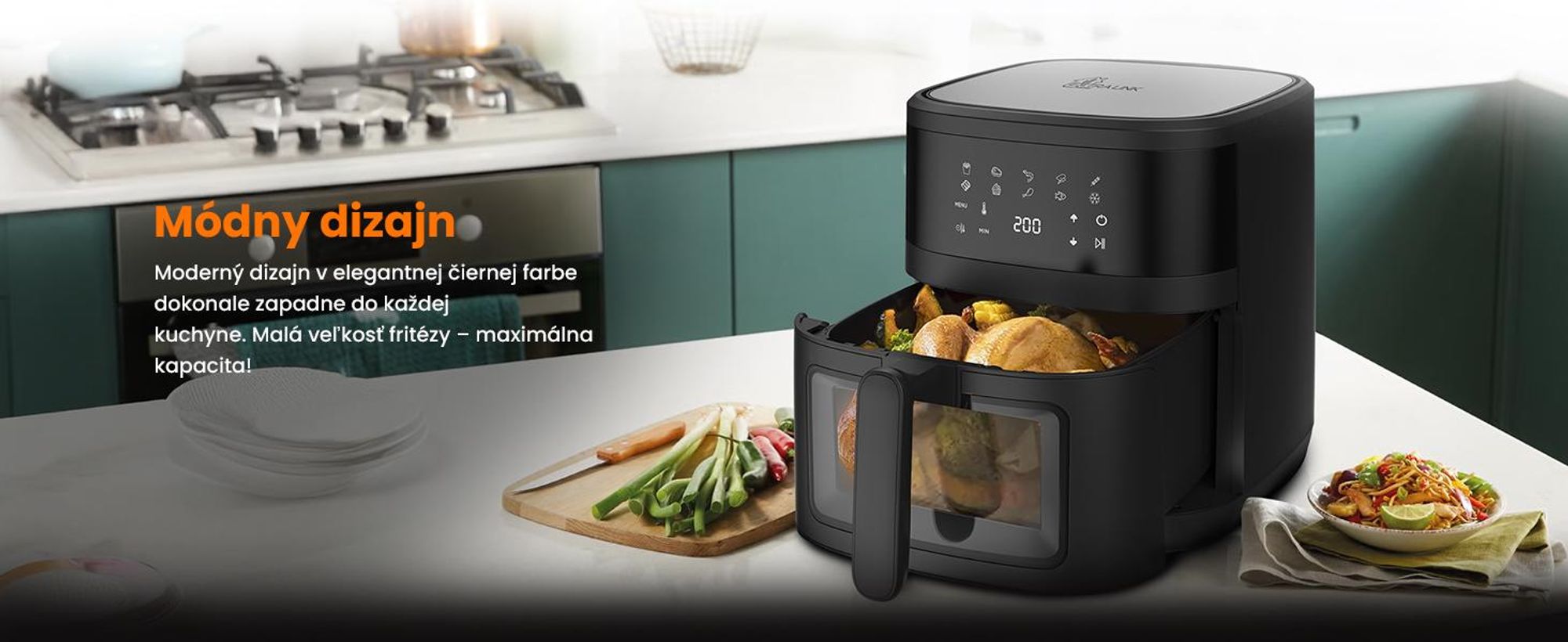 Extralink Air Fryer 6,5 l teplovzdušná fritéza 1800 W s priehľadným okienkom a LED dotykovým displejom