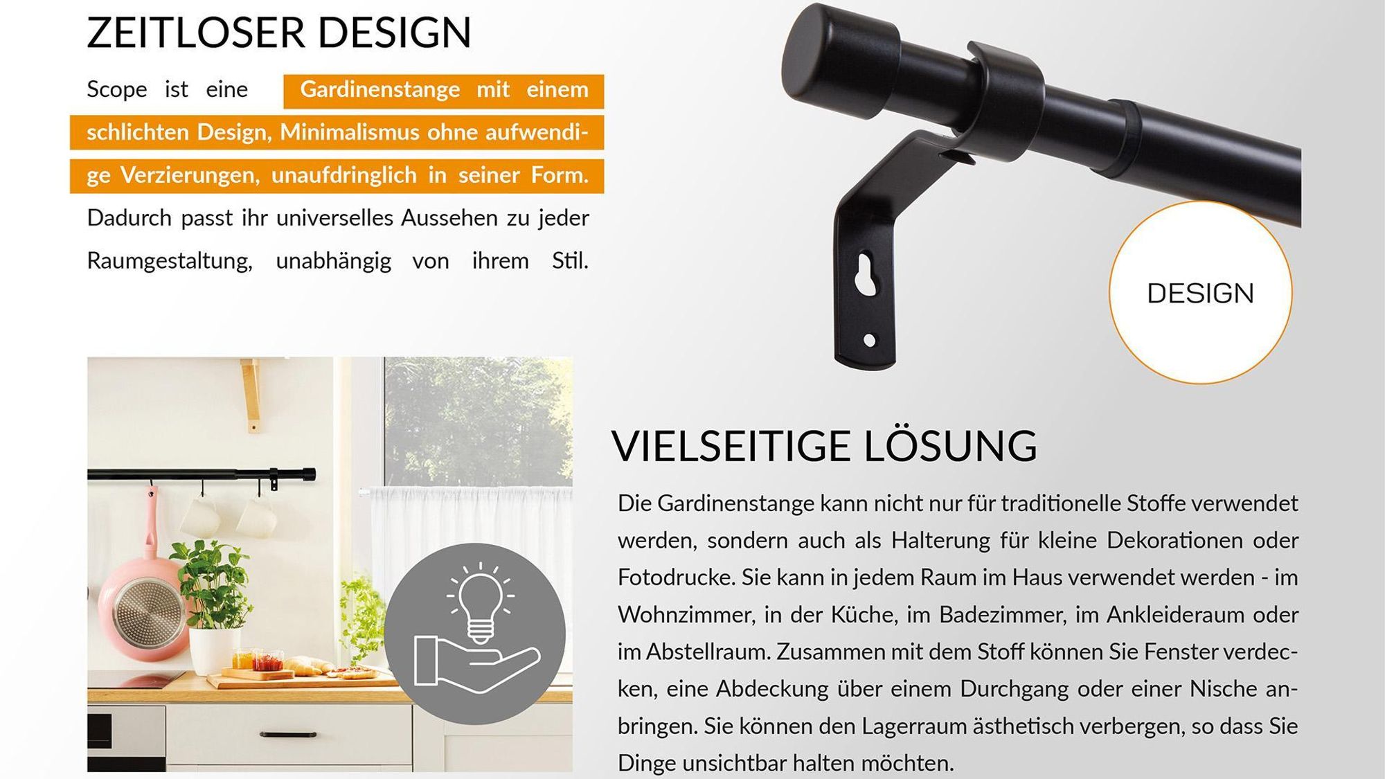 Gardinenstange, MARDOM, Vorhangstange, Metall, Ausziehbar, für Gardinen und Vorhänge