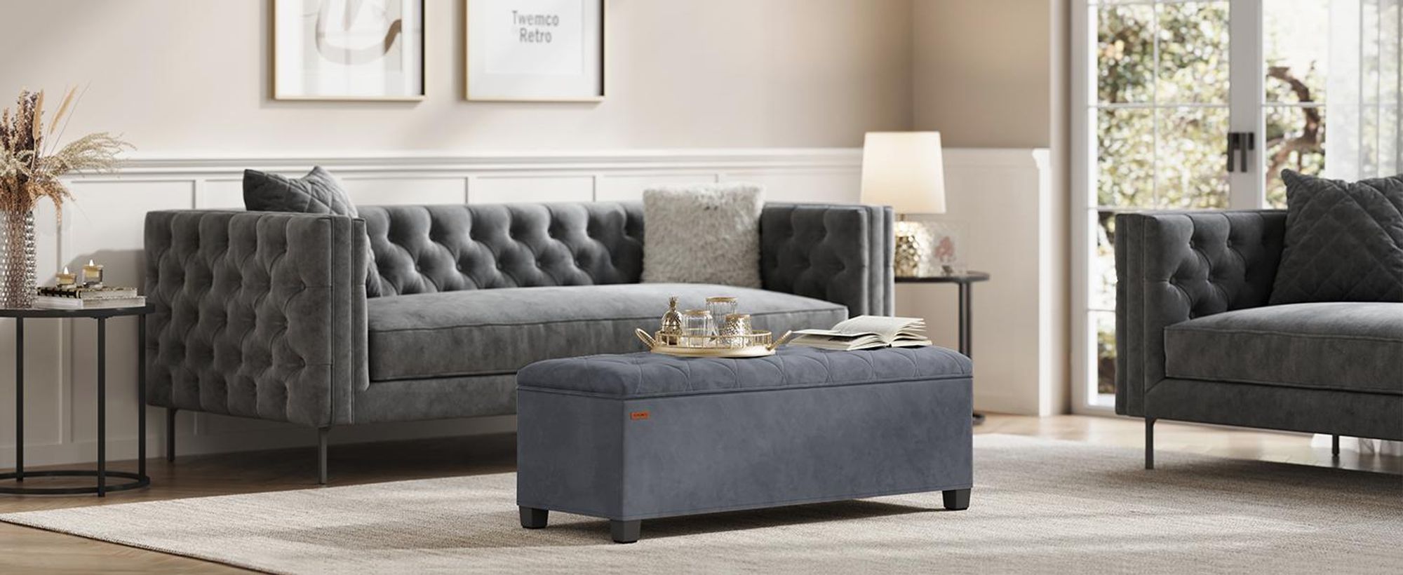 SONGMICS Sitzhocker mit Stauraum, Sitzbank mit Beinen, 40 x 110 x 40 cm Fußbank, Aufbewahrungsbox, bis 300 kg belastbar