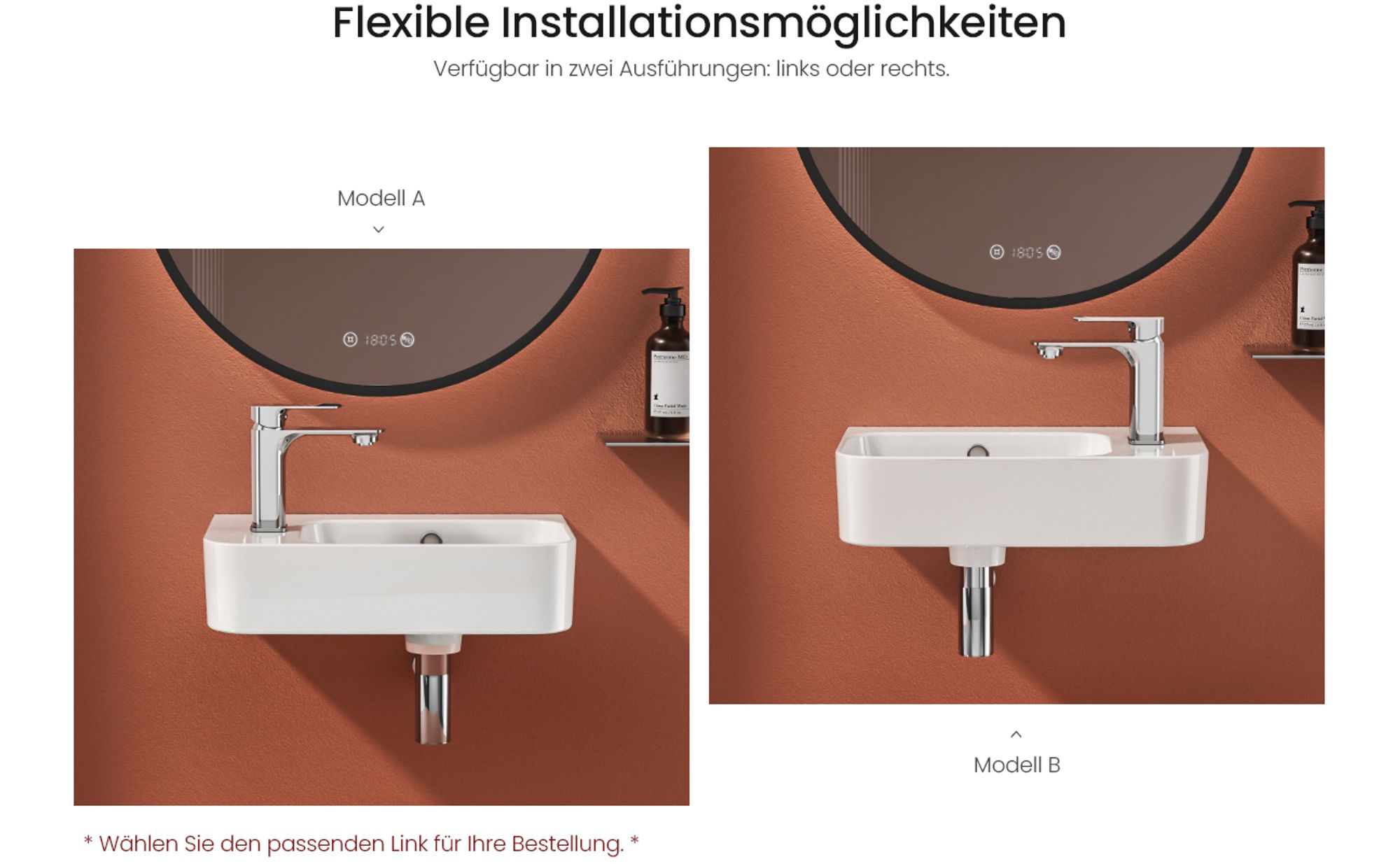 EMKE Hängewaschbecken Eckiges Waschbecken,Keramik Waschbecken,mit Hahnloch rechts, Glänzend,Weiß, 450*265*156 mm