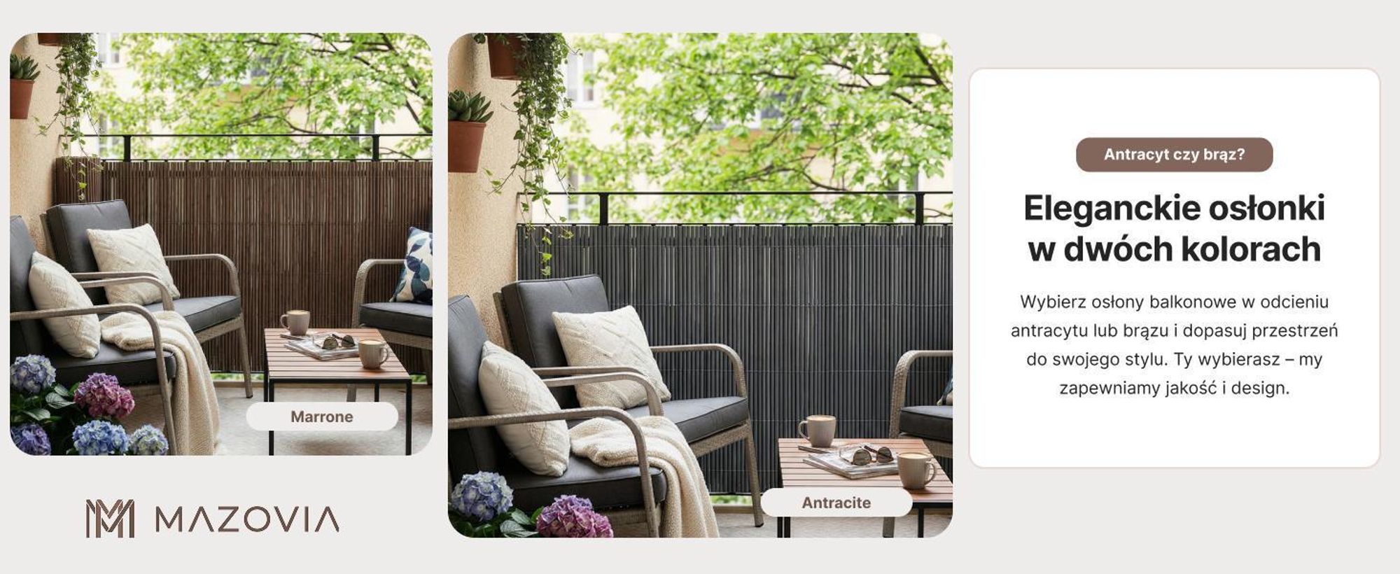 Osłona na Balkon Taras Tubo Marrone Mazovia Całoroczna, Odporna UV Mata na Ogrodzenie Brązowa PCV 100x300 cm