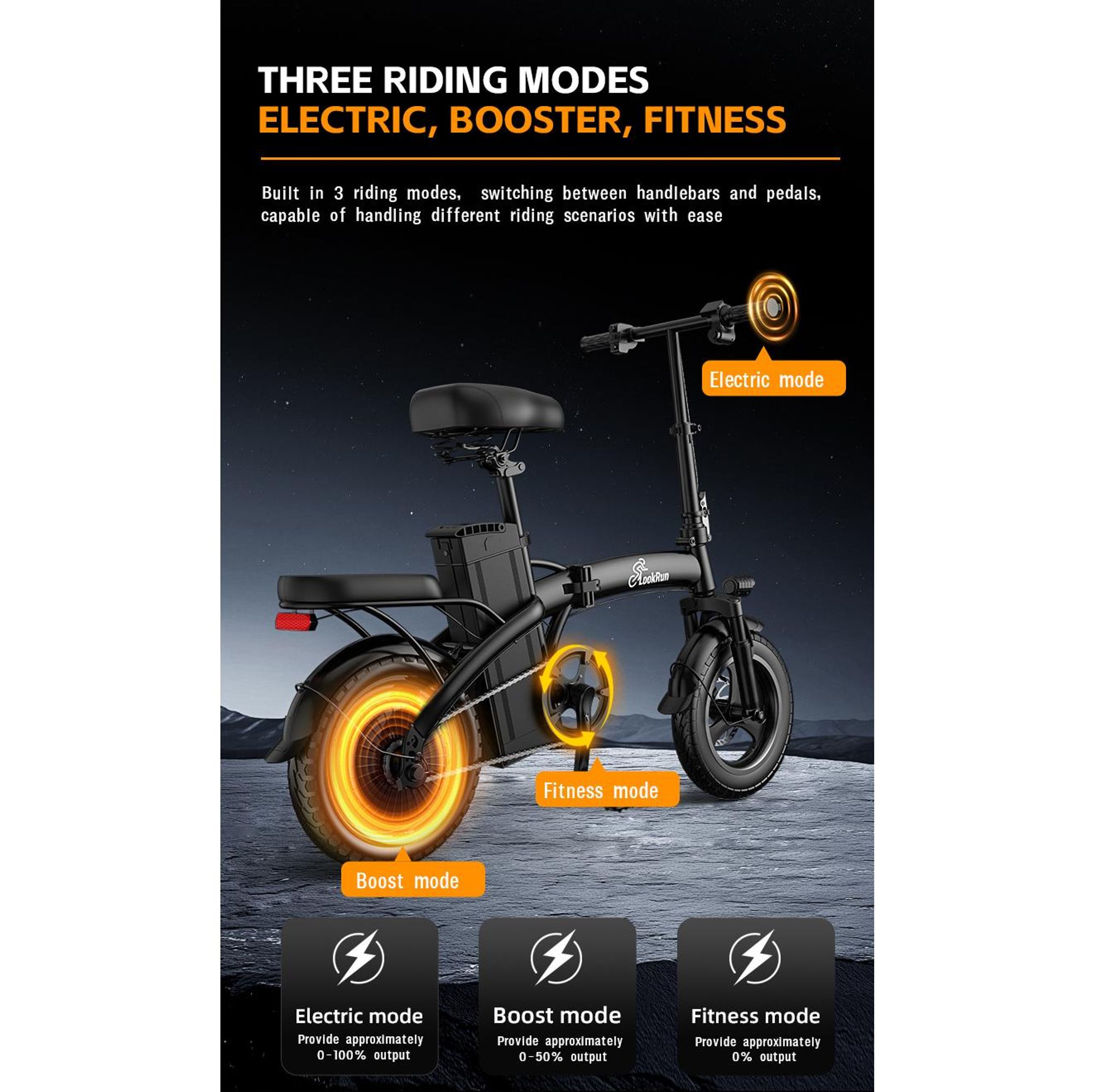 G11 klappbares 14‑Zoll‑Elektrofahrrad für Erwachsene, Doppelscheibenbremsen, bis 150 kg Traglast