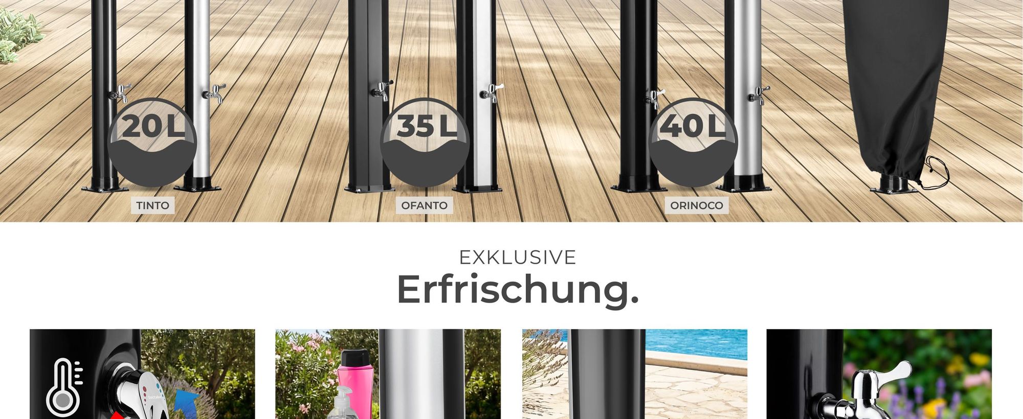 tectake® Solardusche Orinoco 40 Liter extra Wasserhahn