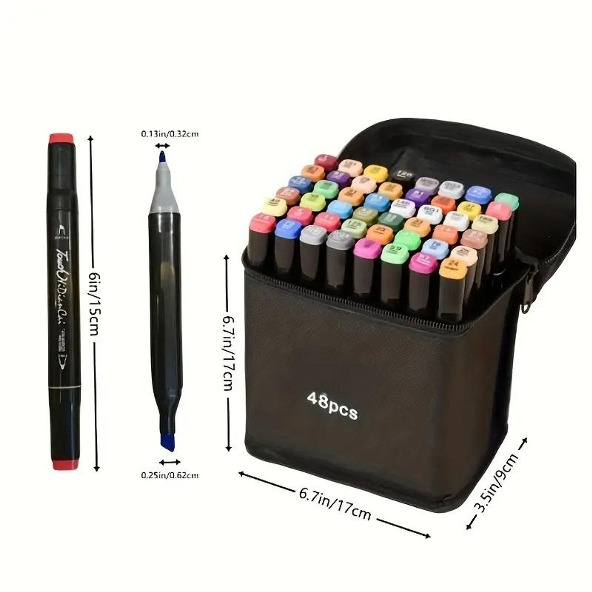48 farbige Graffiti-Skizzenstifte, fettige Markfarben, Markerstifte Doppelseitiges Marker-Set, Alkoholmarker