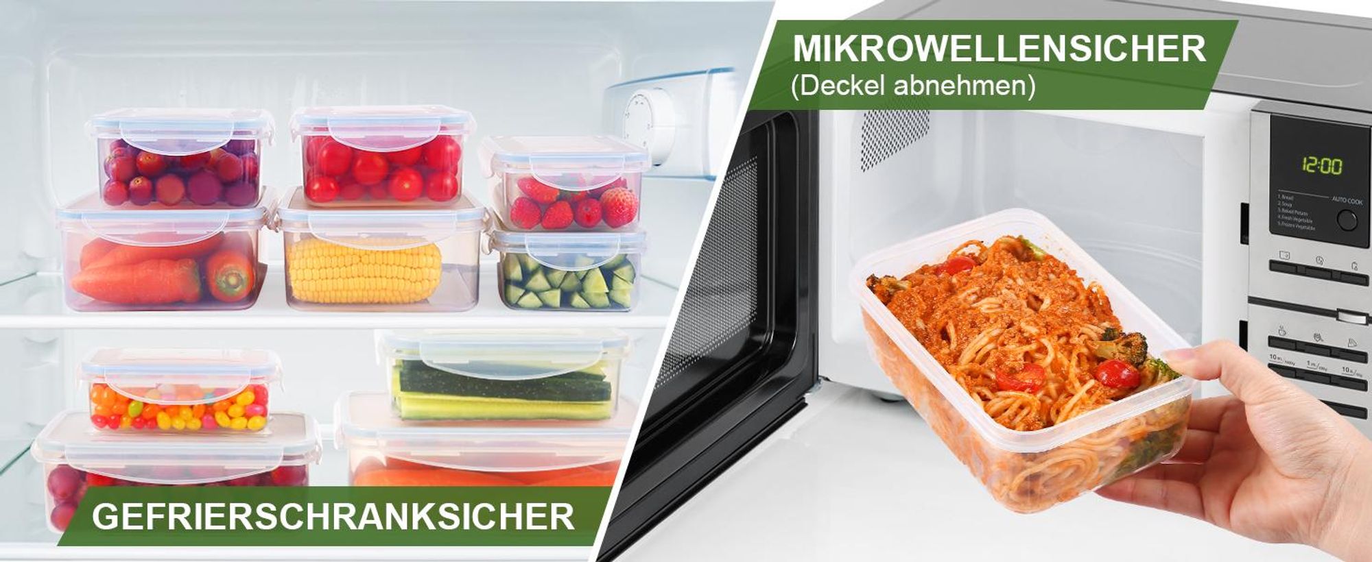 YASHE Frischhaltedose mit Deckel, 8 Teiliges Plastik Vorratsdosen Set, BPA Frei,