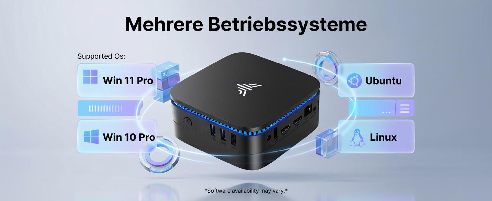 NiPOGi Mini PC Intel Pentium N5030 (bis zu 3,1 GHz) 8GB RAM 256GB SSD met Windows 11 Pro, 4K Dual Display 2× HDMI Mini Desktop PC