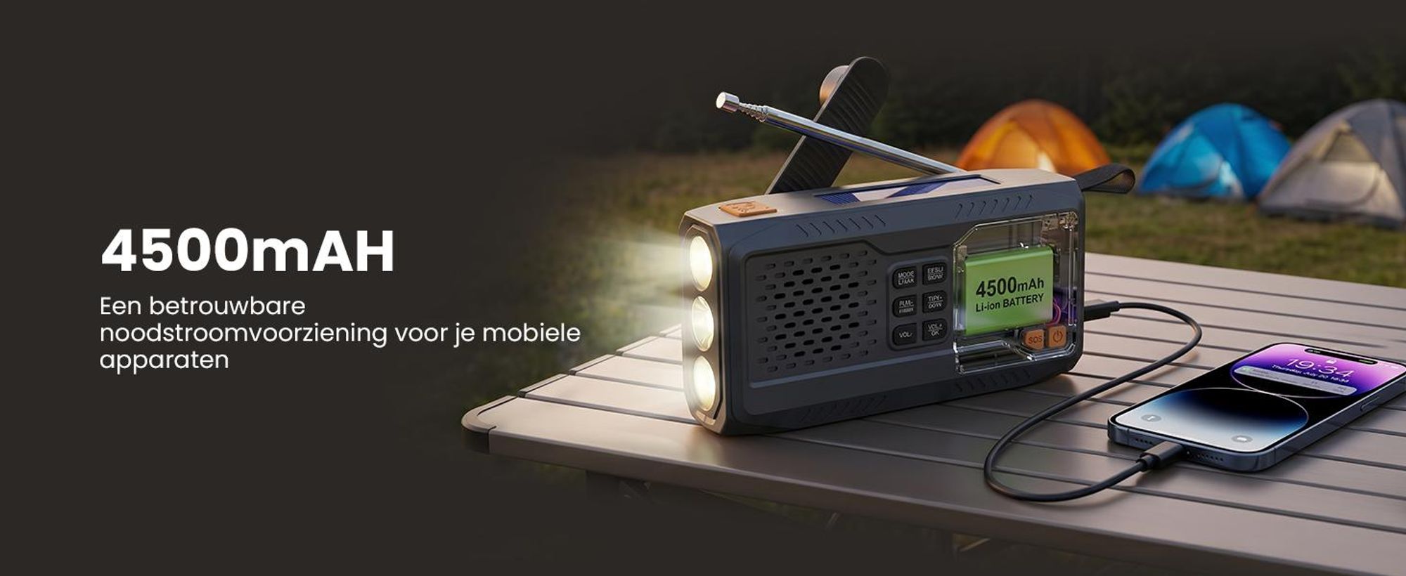 Extralink Noodradio DAB/FM, Solar, Dynamo, 4500 mAh, Bluetooth en SOS