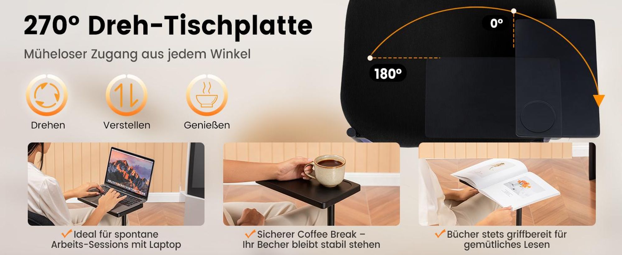 COMHOMA Loungesessel Sessel Relaxsessel Ohrensessel modern, Polsterstuhl mit Metallbeinen, Einzelsofa für Wohnzimmer/Schlafzimmer/Garten, Schwarz