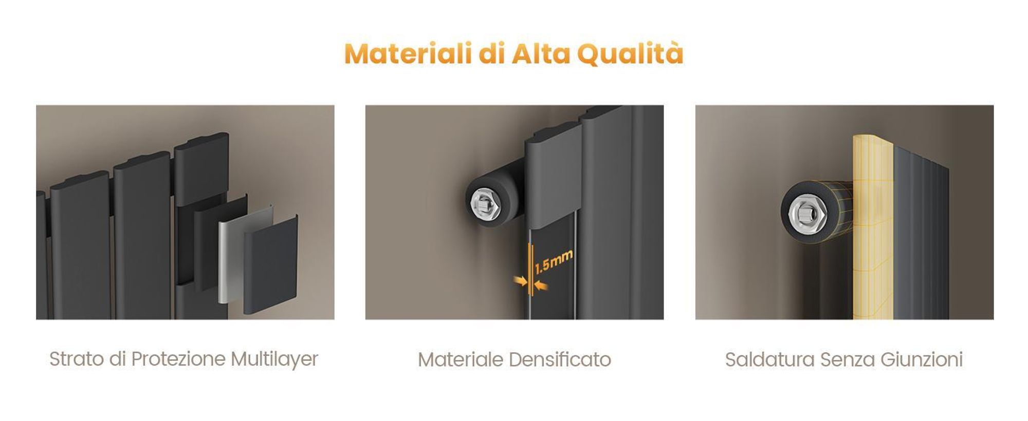 EMKE Design Radiatore a pannello orizzontale 630x616 mm 438 W Radiatore piatto antracite Radiatore a strato singolo in acciaio SPCC Attacco laterale senza resistenza elettrica