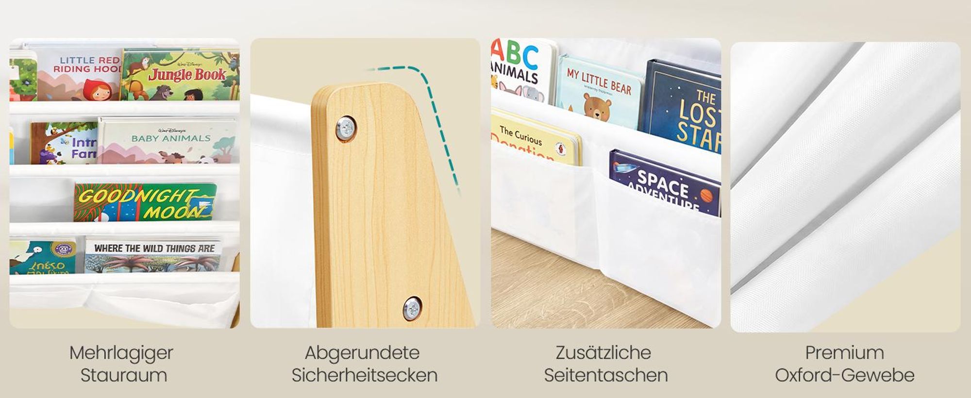 SONGMICS Kinderregal mit 6 Ebenen, Stabiles Aufbewahrungsregal für Kinderzimmer, 62,4 x 28 x 76 cm, Gelb und Weiß