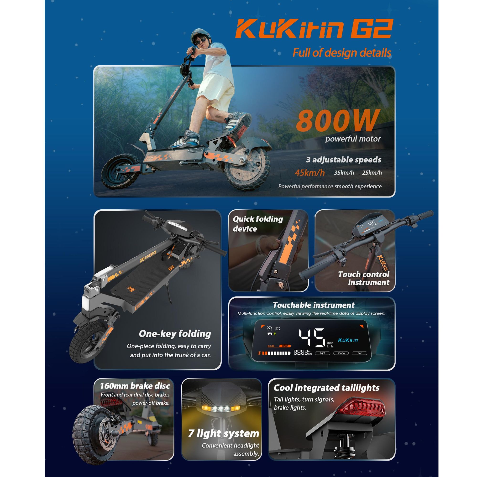 Nur für Privatgelände G2 2026 Elektroroller für Erwachsene, 10 Zoll Offroad-Reifen, klappbarer E-Scooter, 15Ah Akku, 120KG, All-Terrain Elektroroller